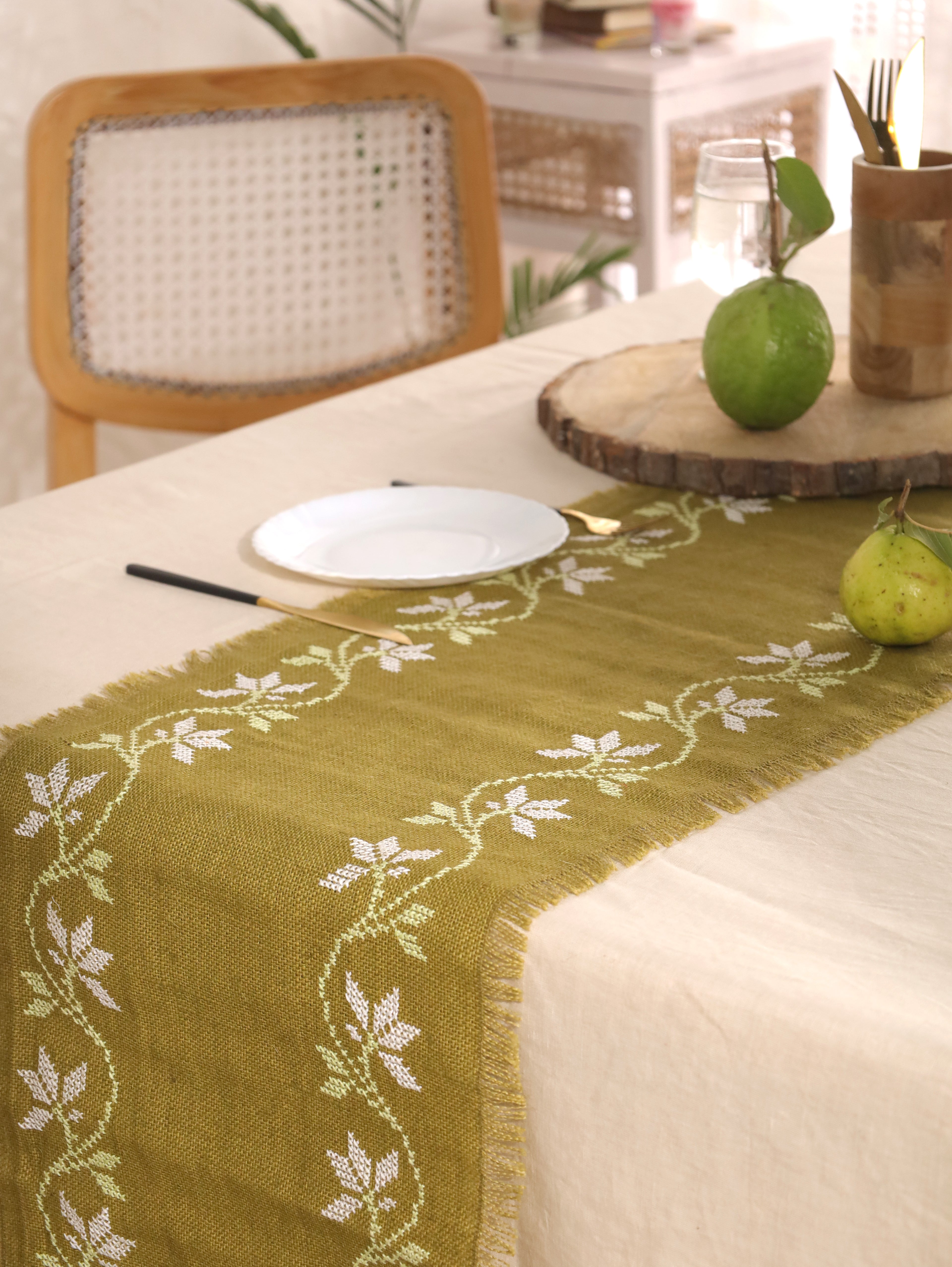 Olive Vine Handwoven Table Runner