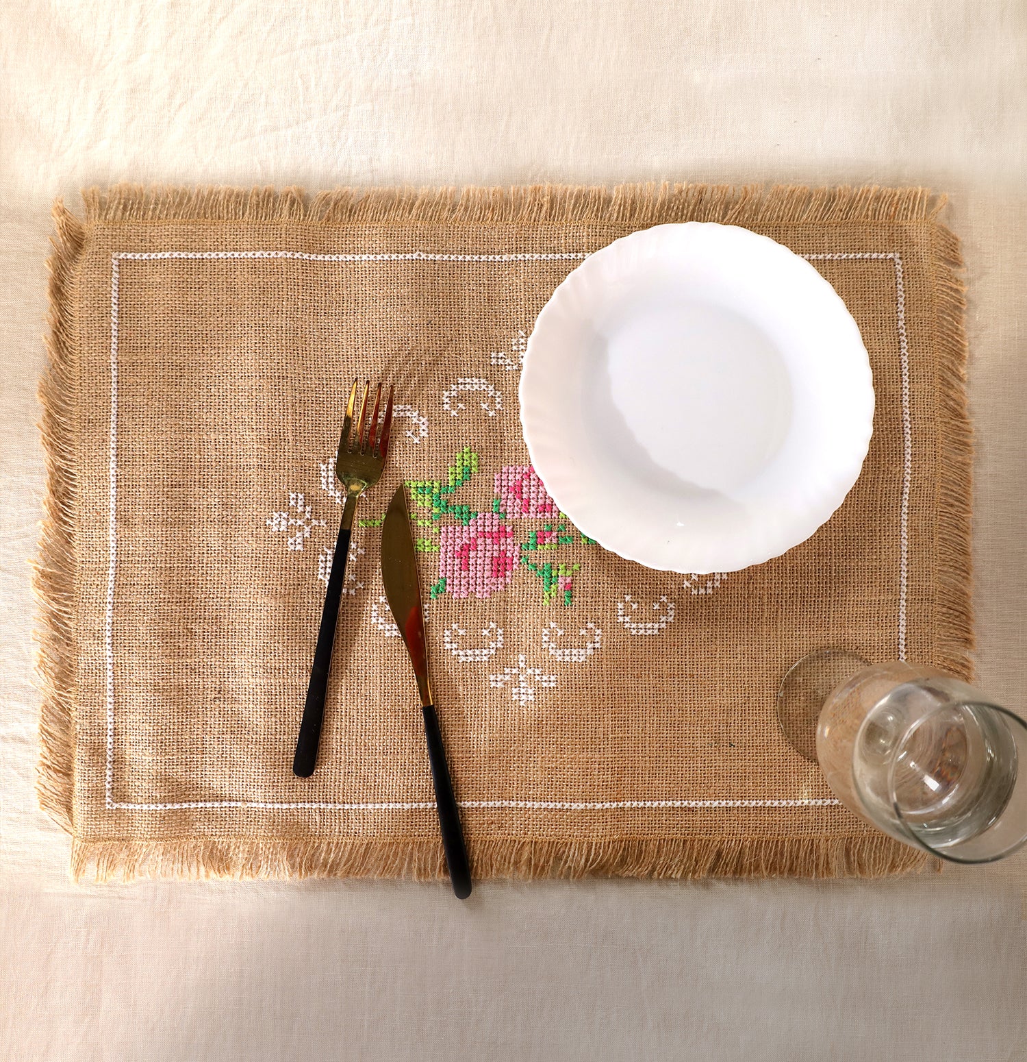 Rose Bloom Handwoven Table Mat