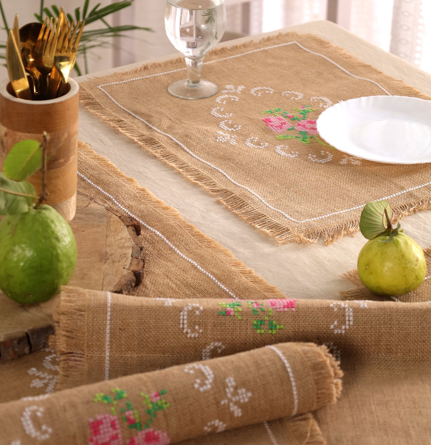 Rose Bloom Handwoven Table Mat