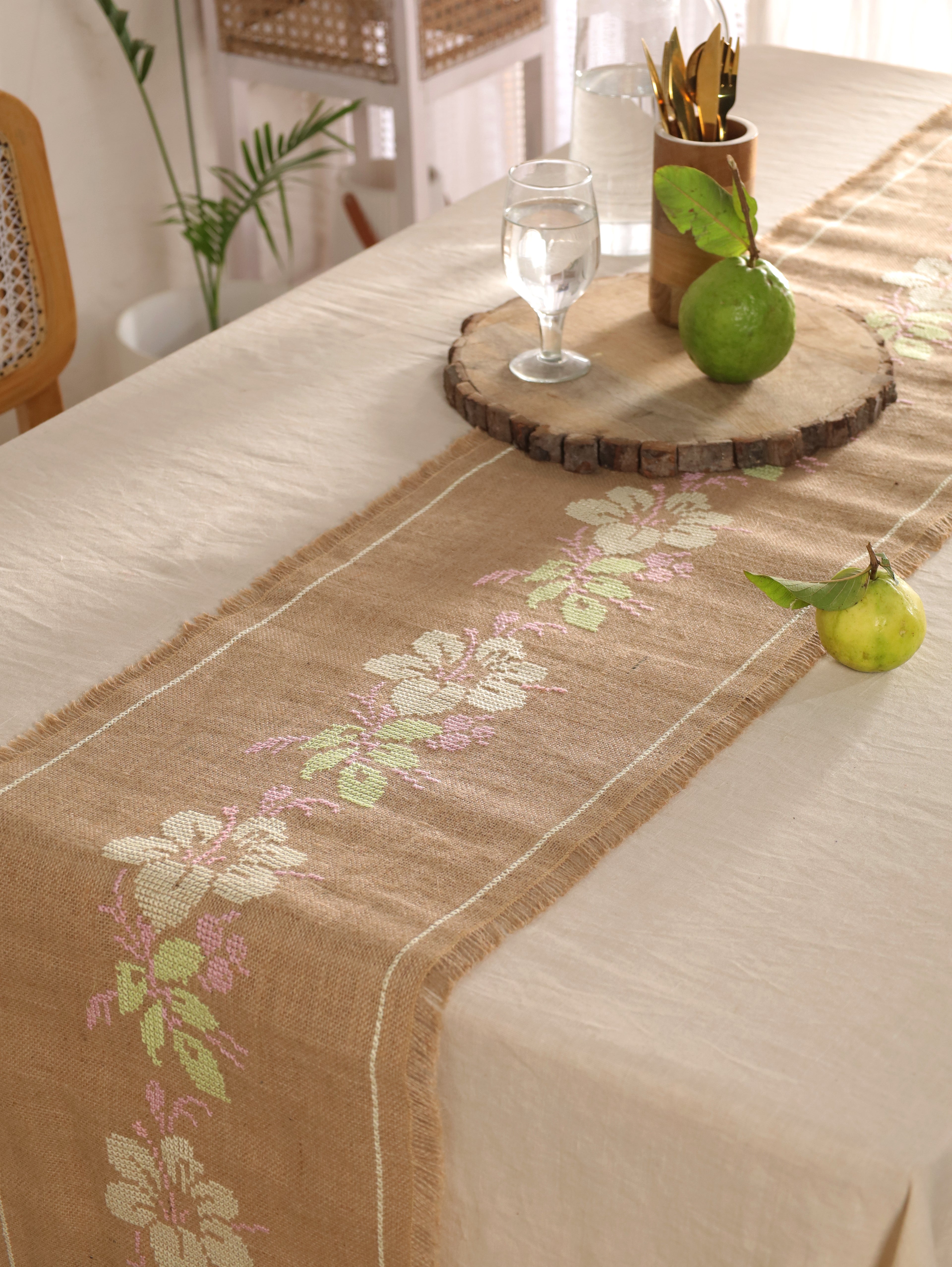 Rose Bloom Handwoven Table Runner