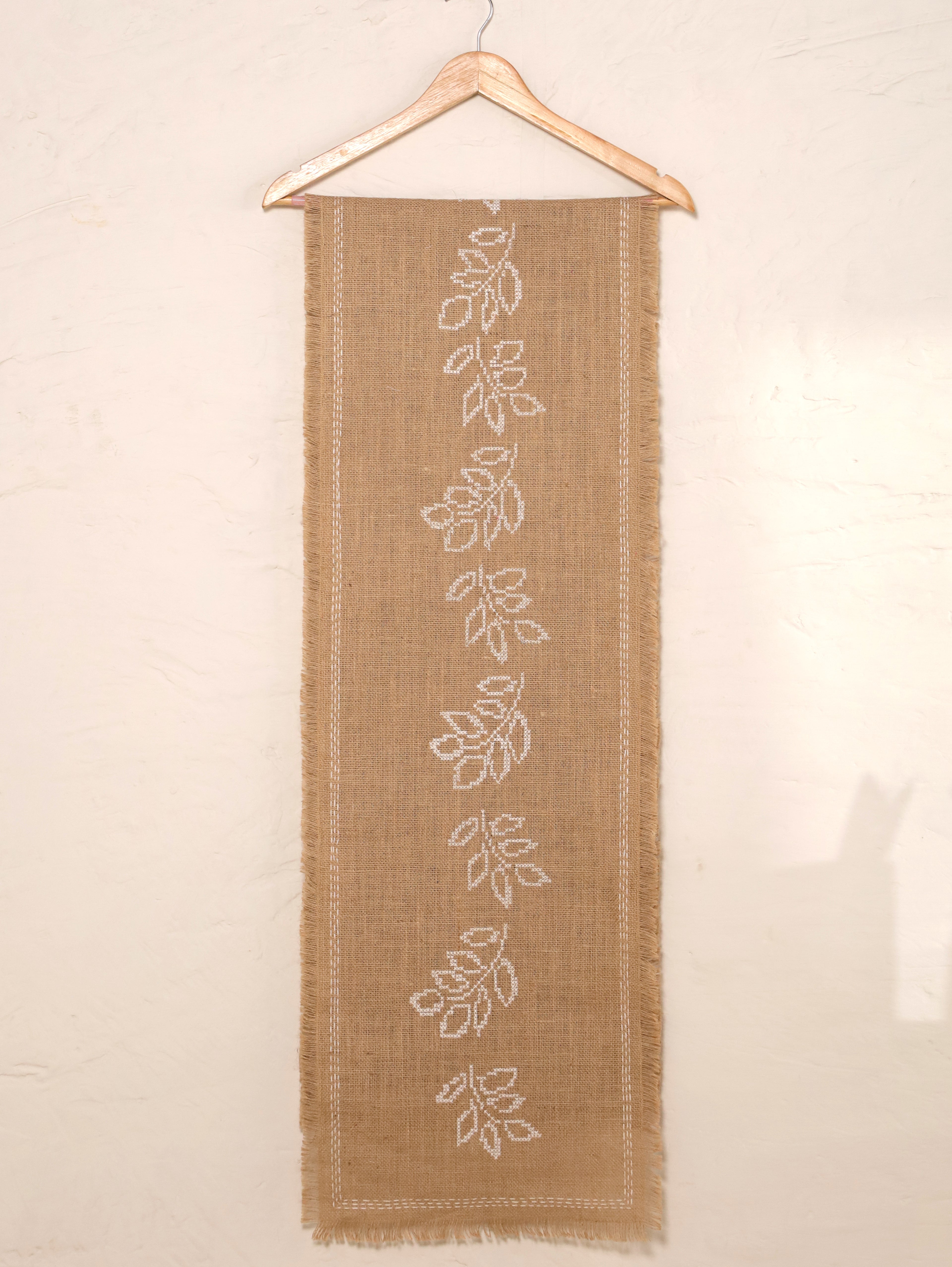 Ivory Leaf Handwoven Table Runner