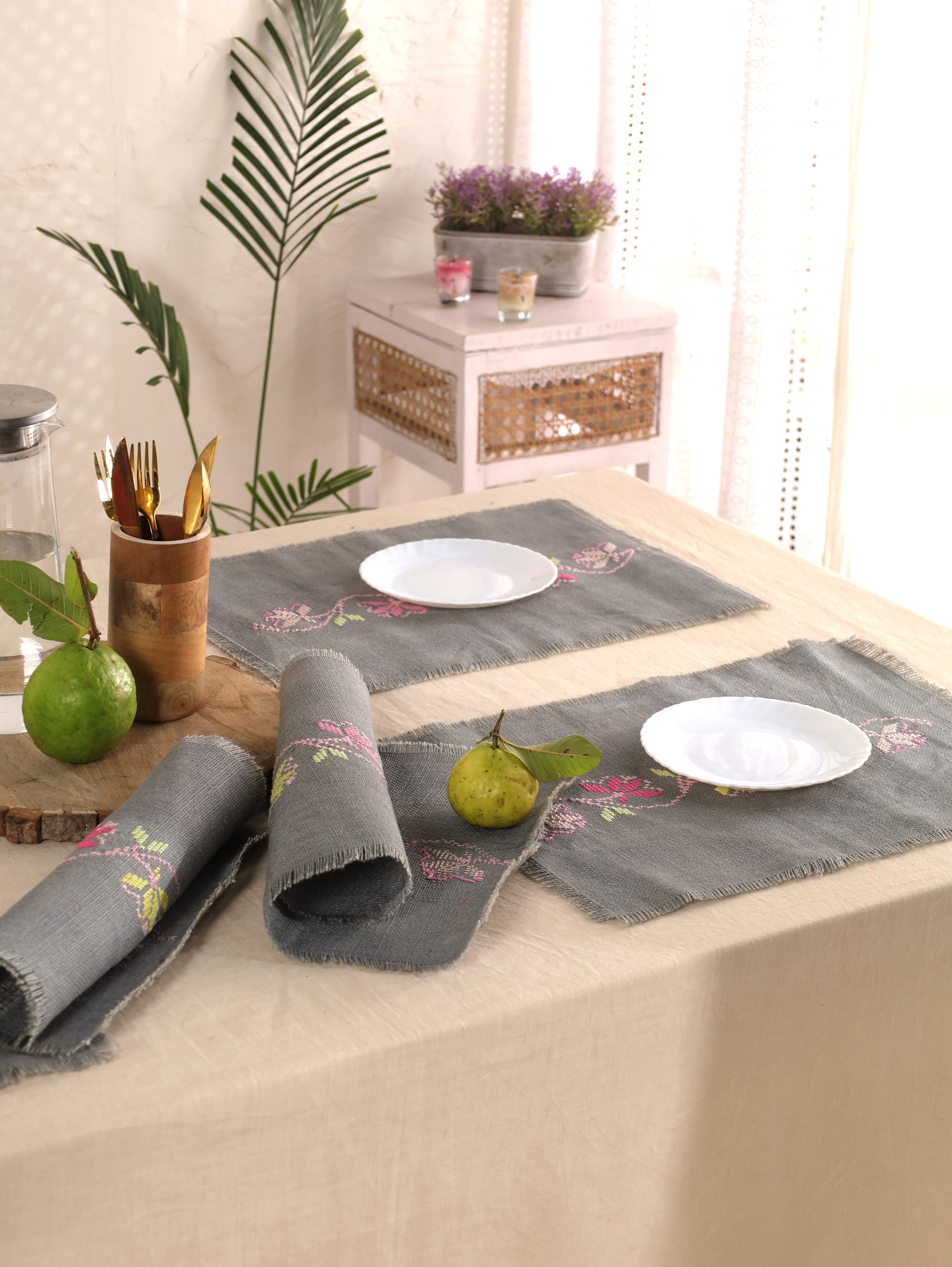 Dove Grey Handwoven Table Mat