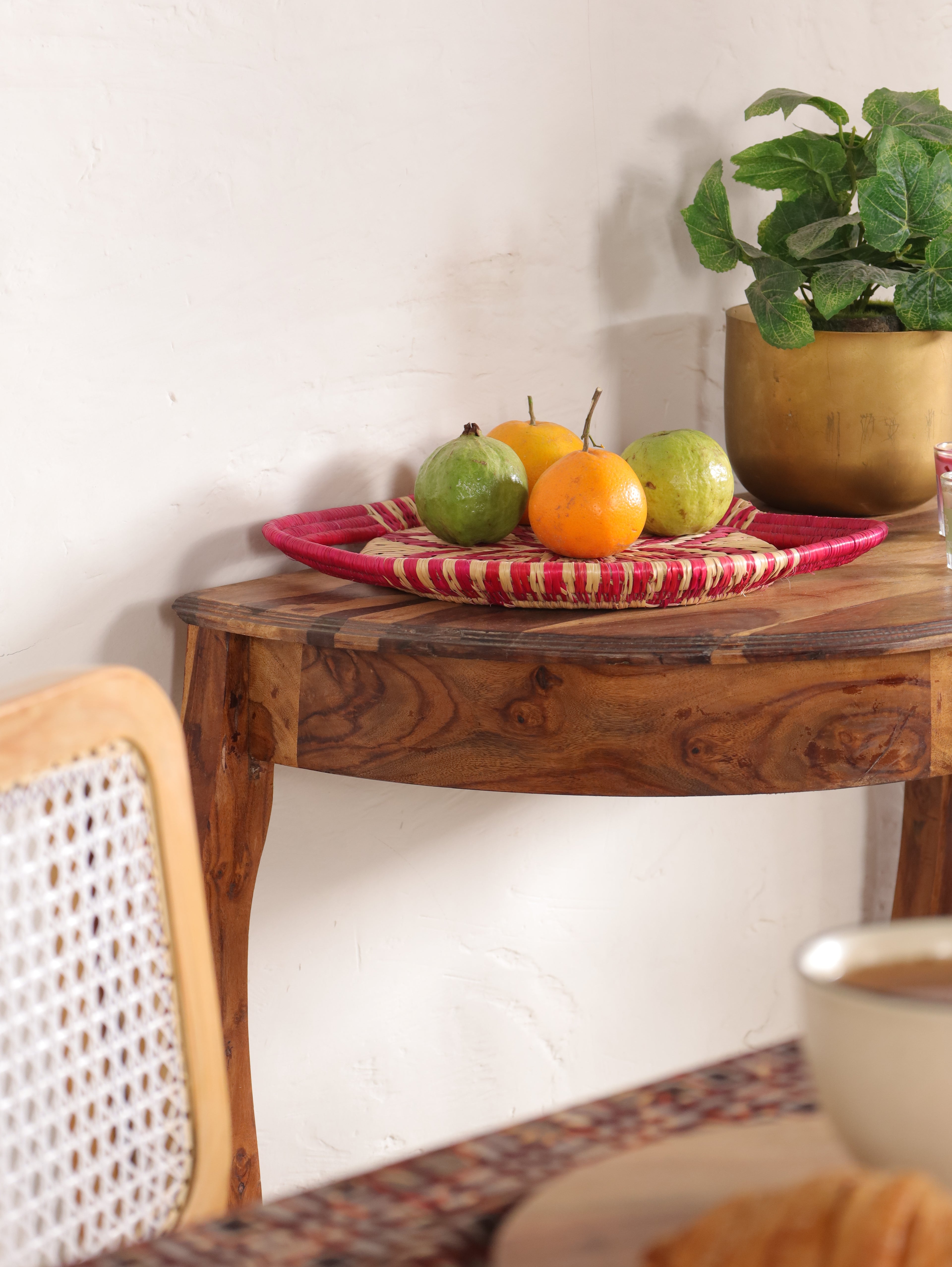 Pink Starburst Moonj Grass Basket Tray