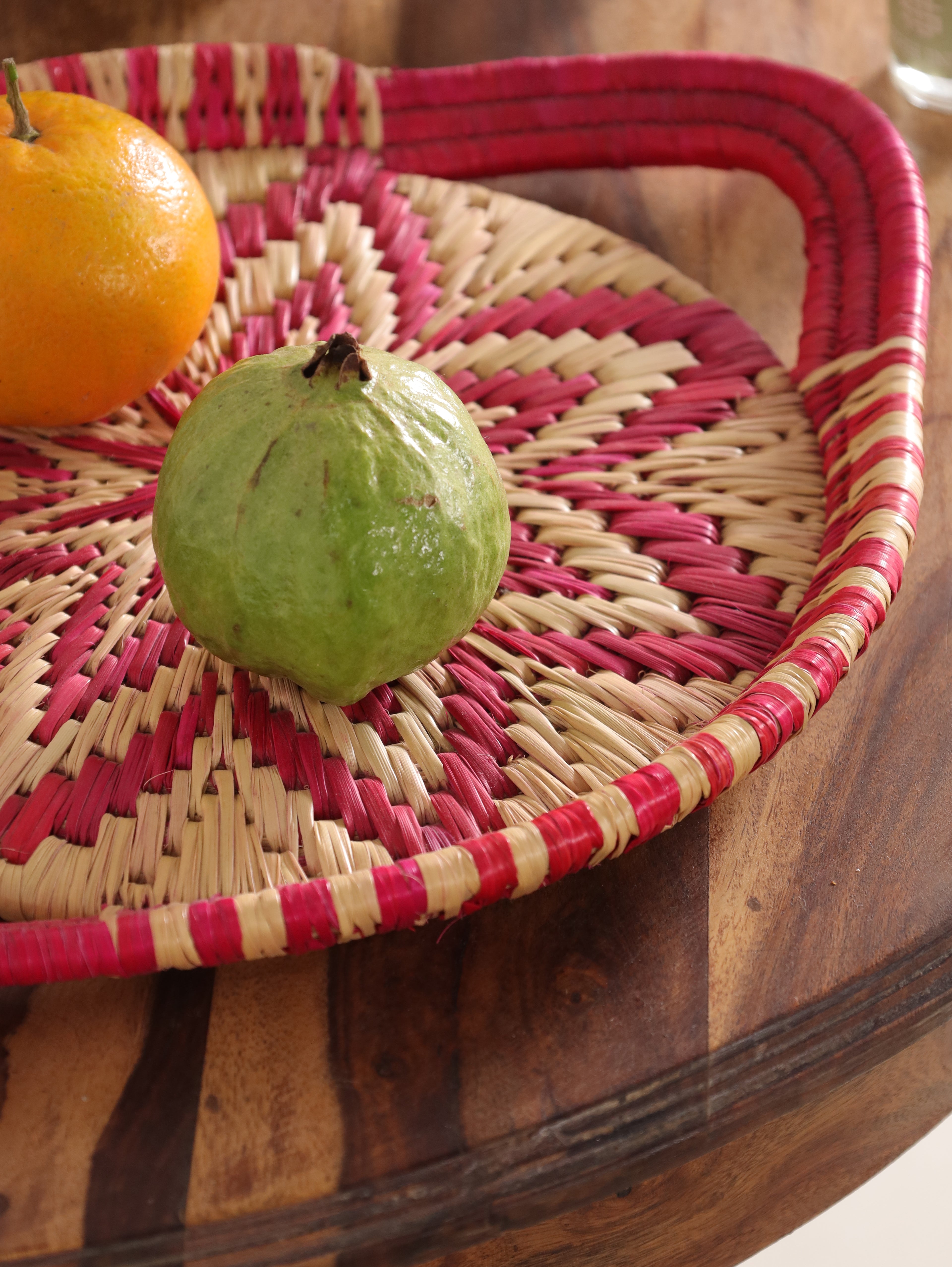 Pink Starburst Moonj Grass Basket Tray