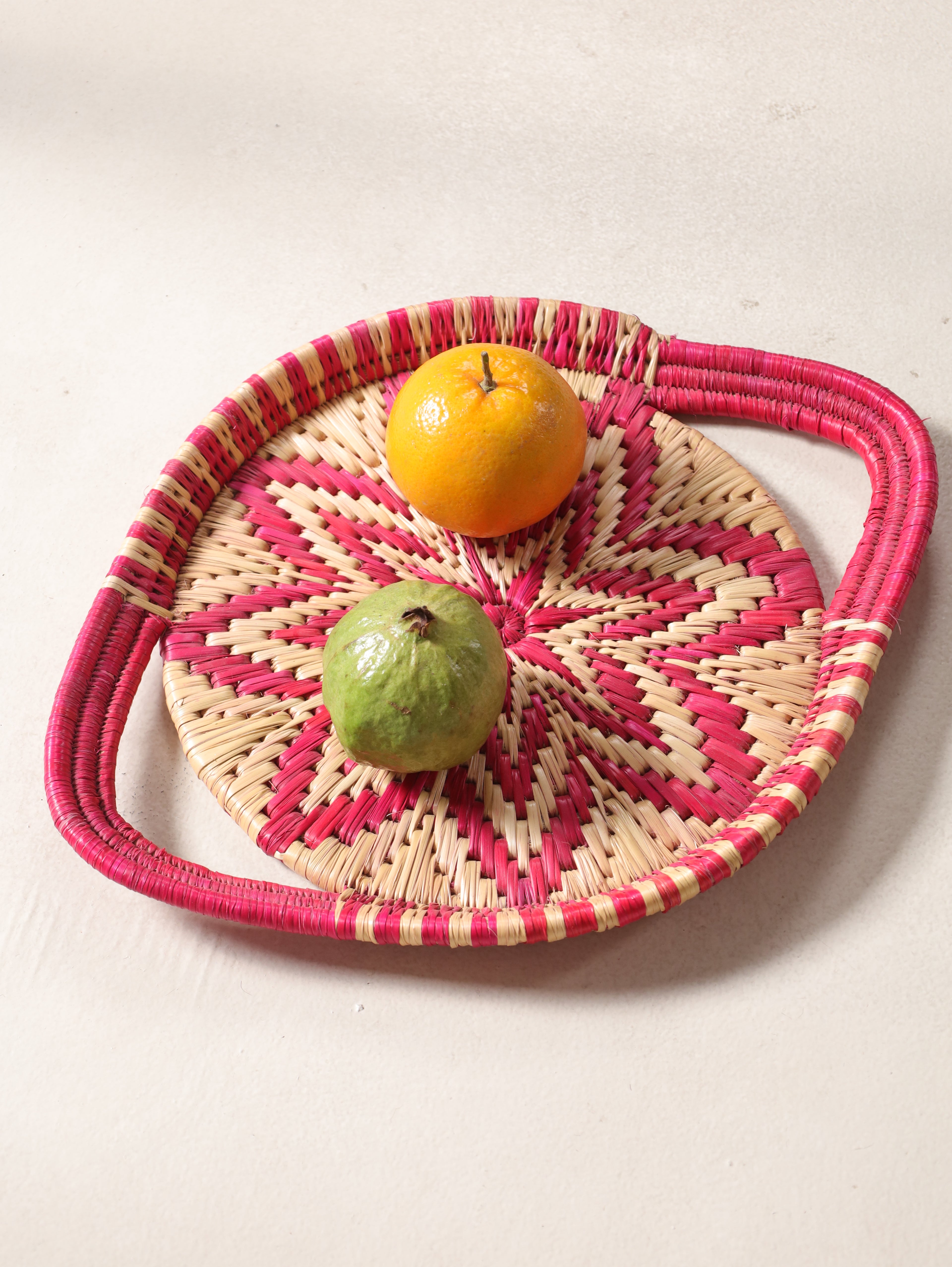 Pink Starburst Moonj Grass Basket Tray