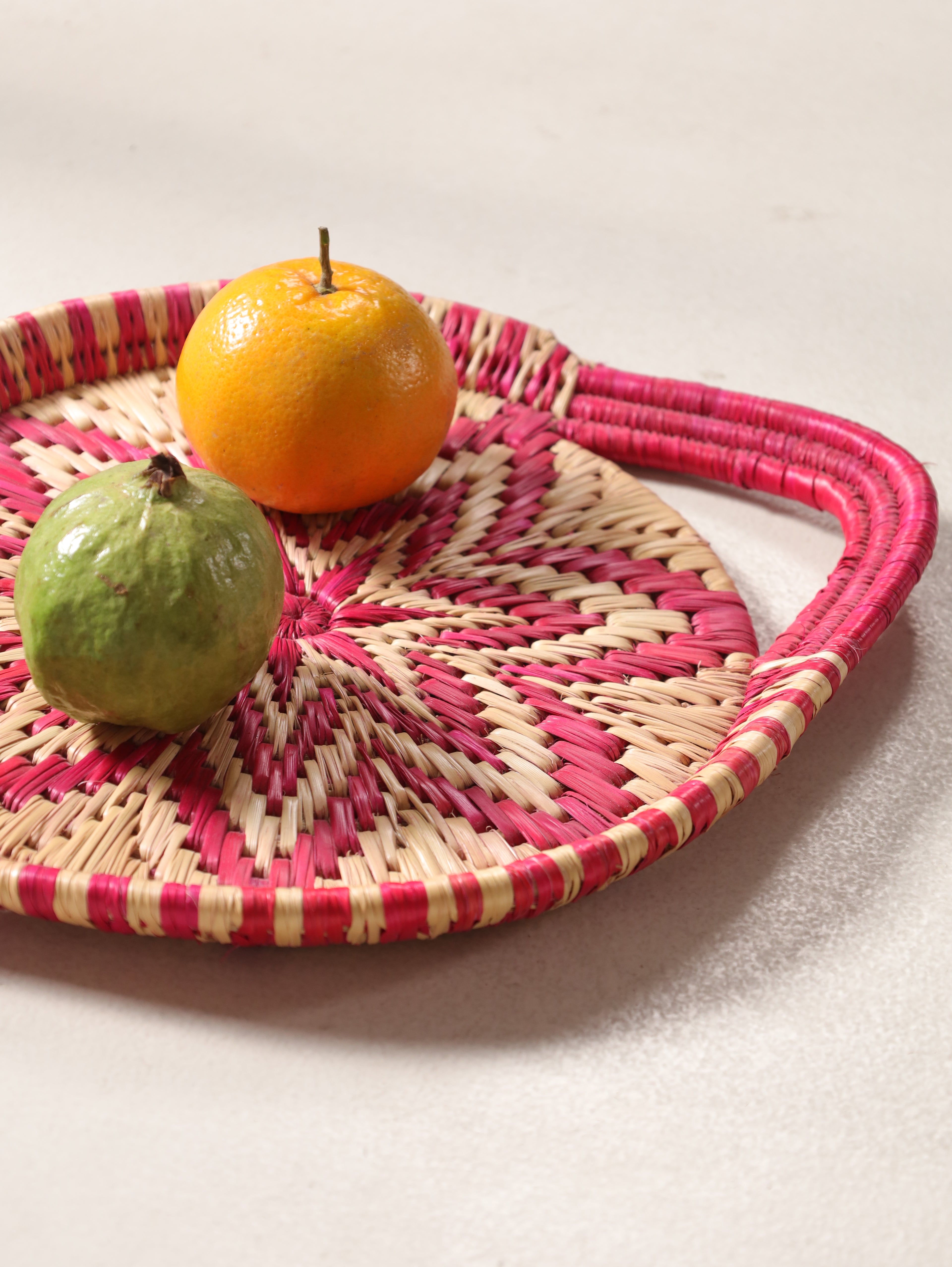 Pink Starburst Moonj Grass Basket Tray