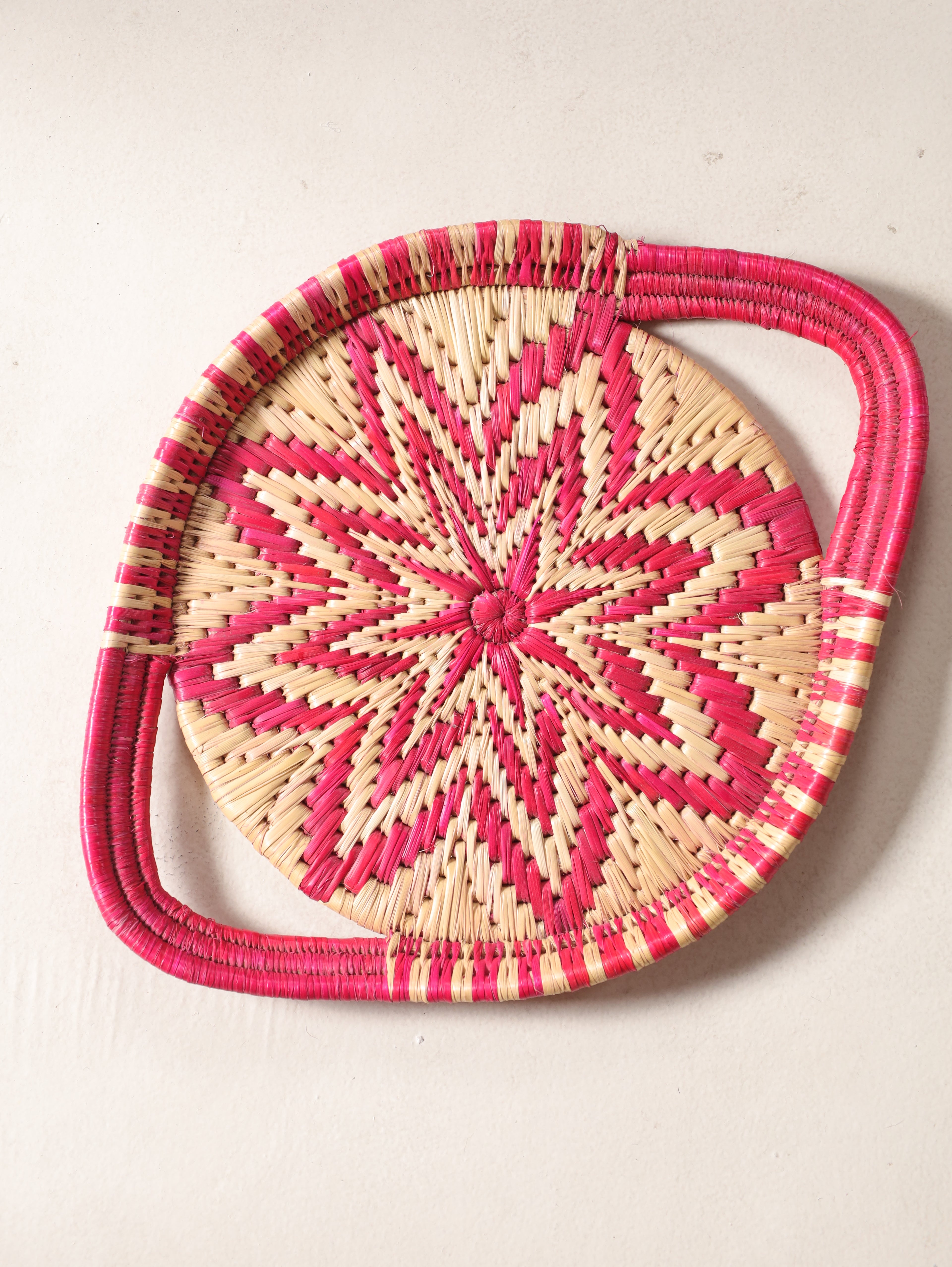 Pink Starburst Moonj Grass Basket Tray