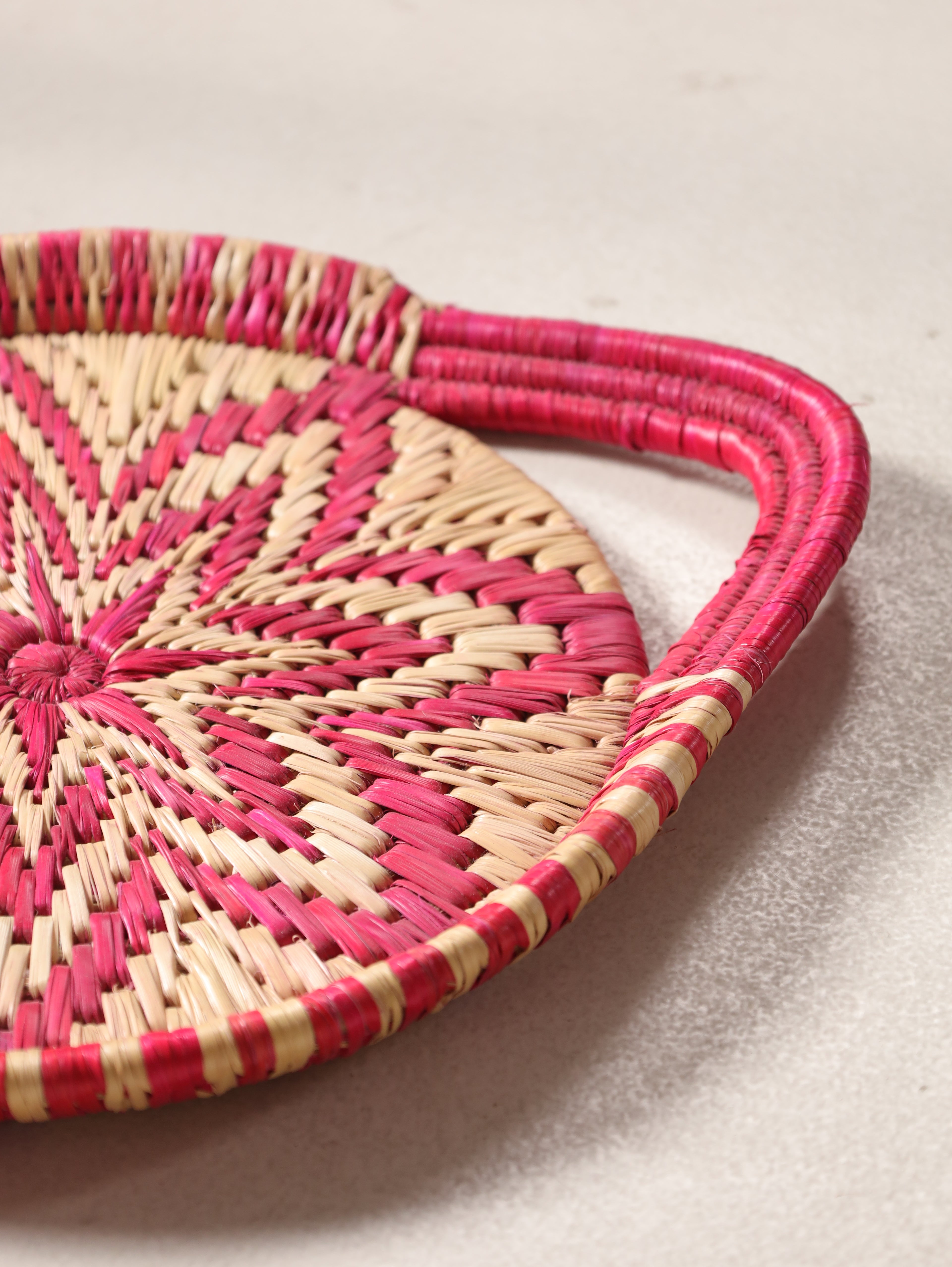 Pink Starburst Moonj Grass Basket Tray