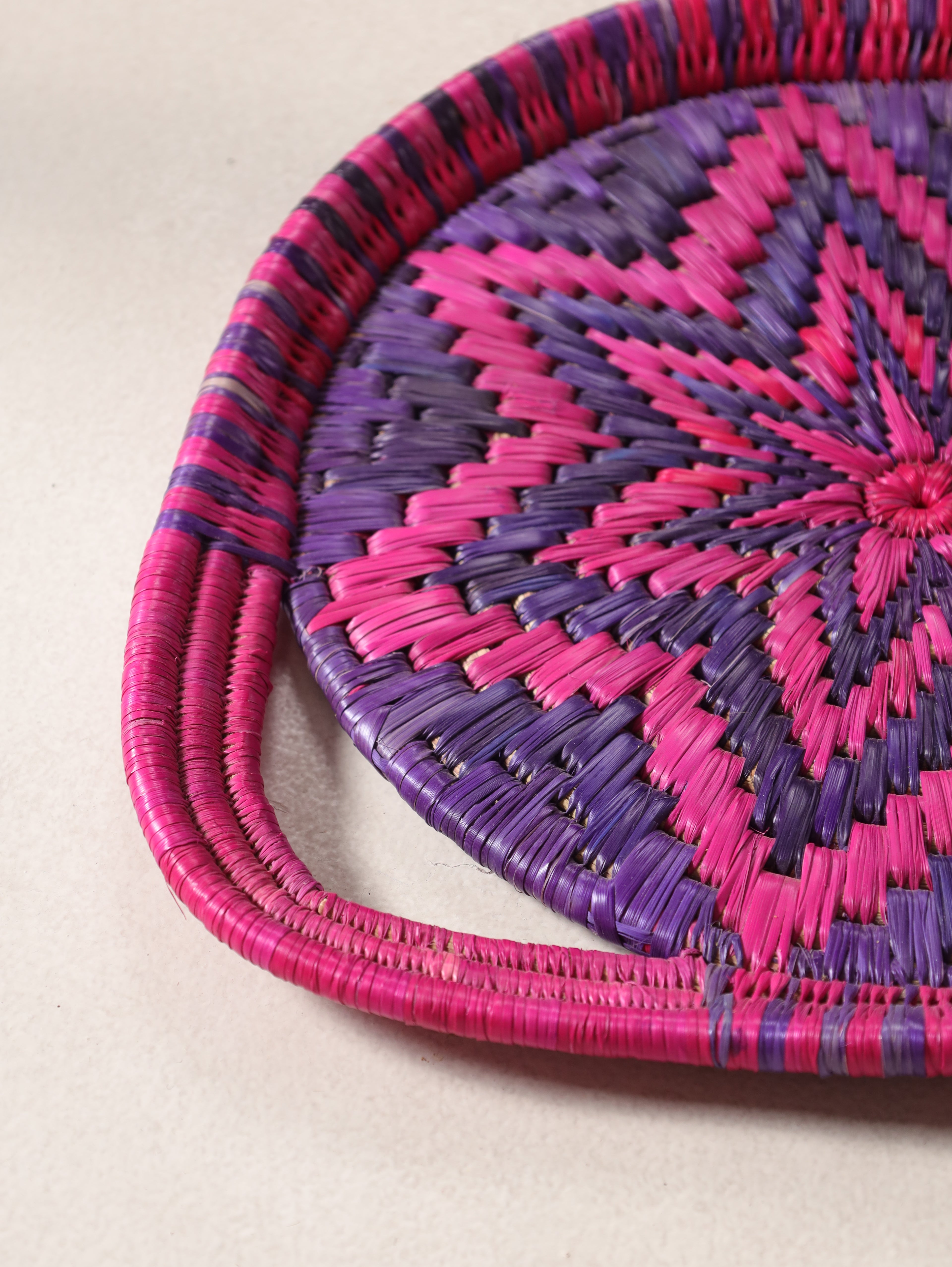 Purple Starburst Moonj Grass Basket Tray