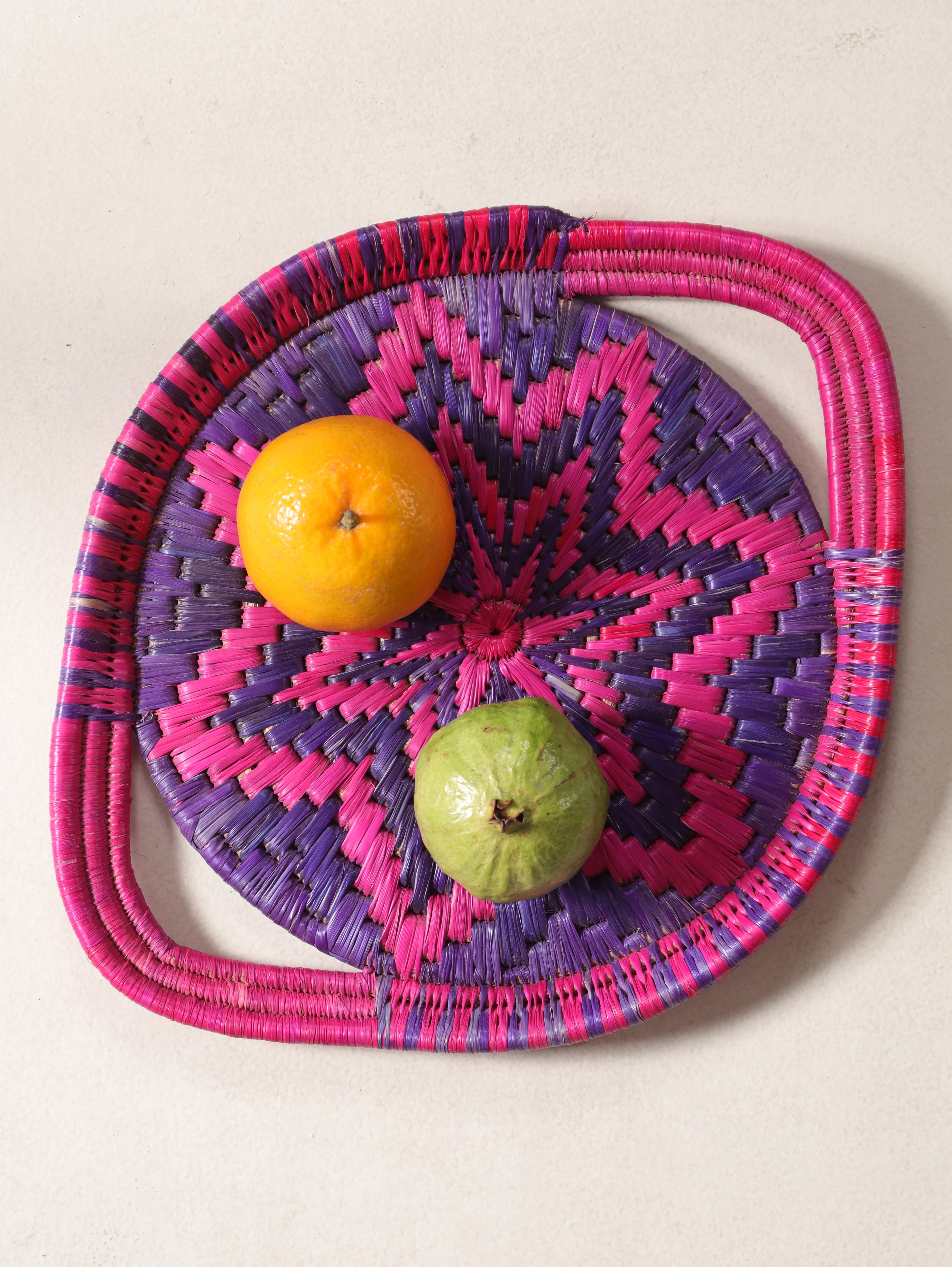 Purple Starburst Moonj Grass Basket Tray