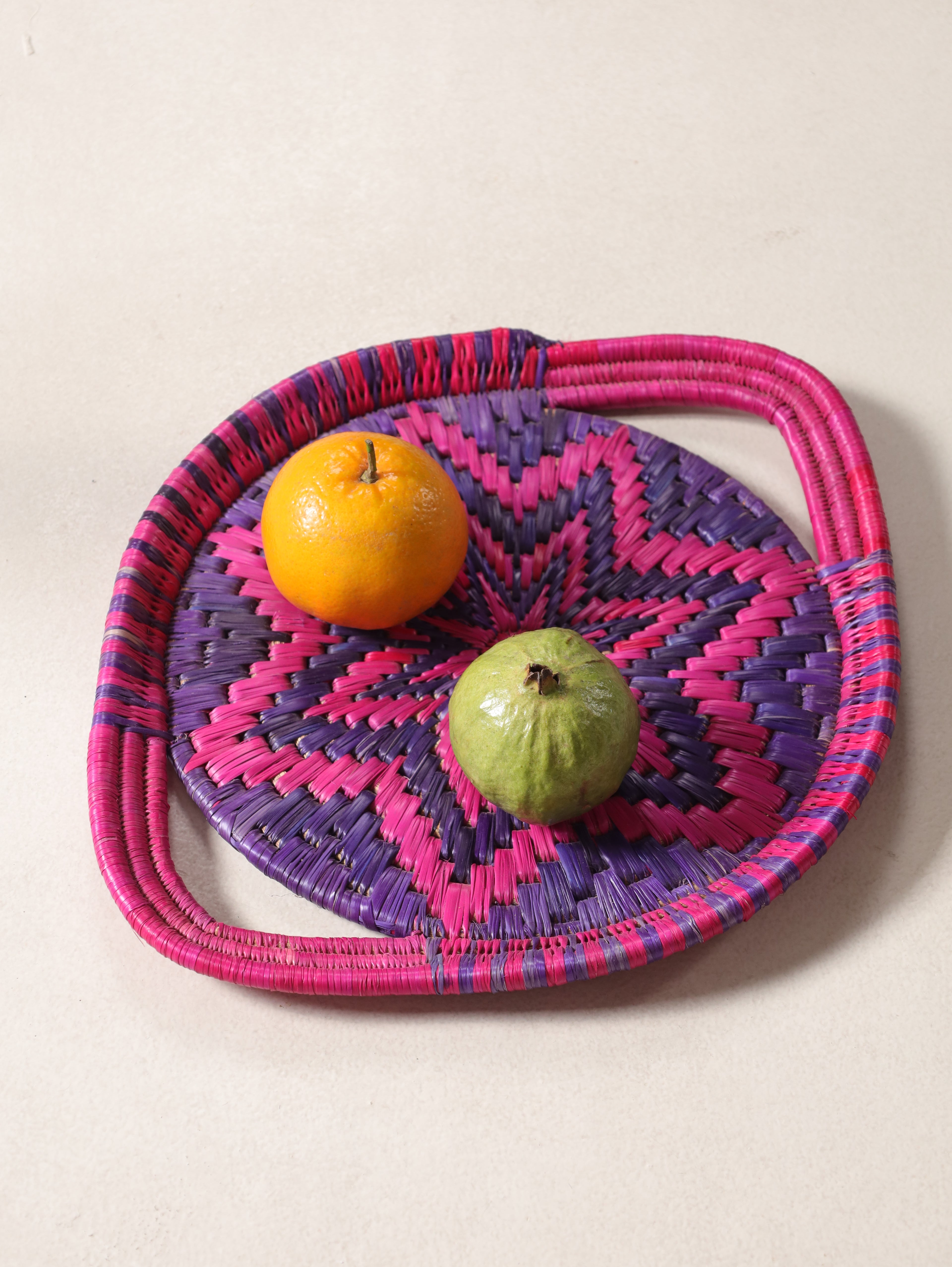 Purple Starburst Moonj Grass Basket Tray