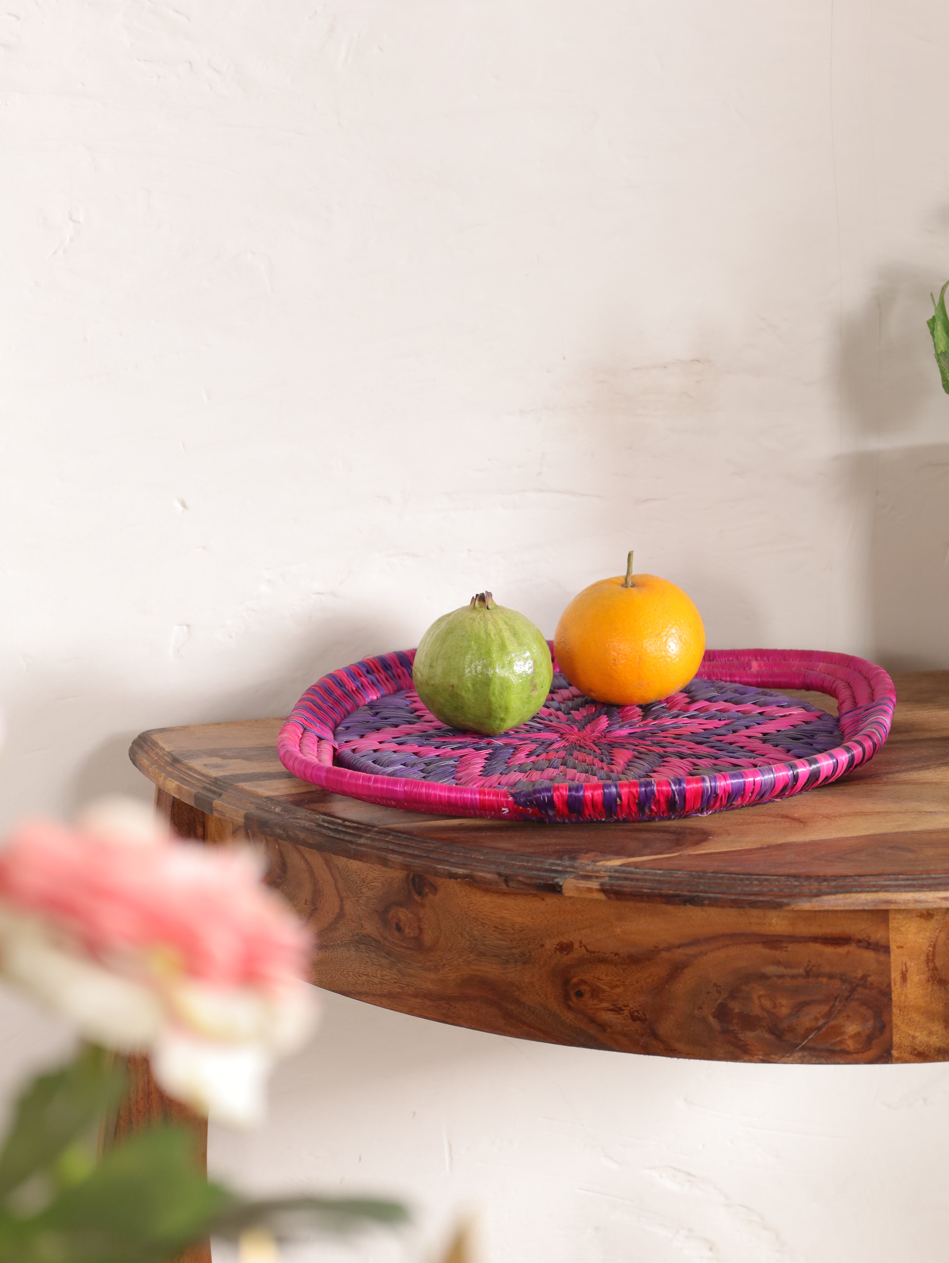 Purple Starburst Moonj Grass Basket Tray