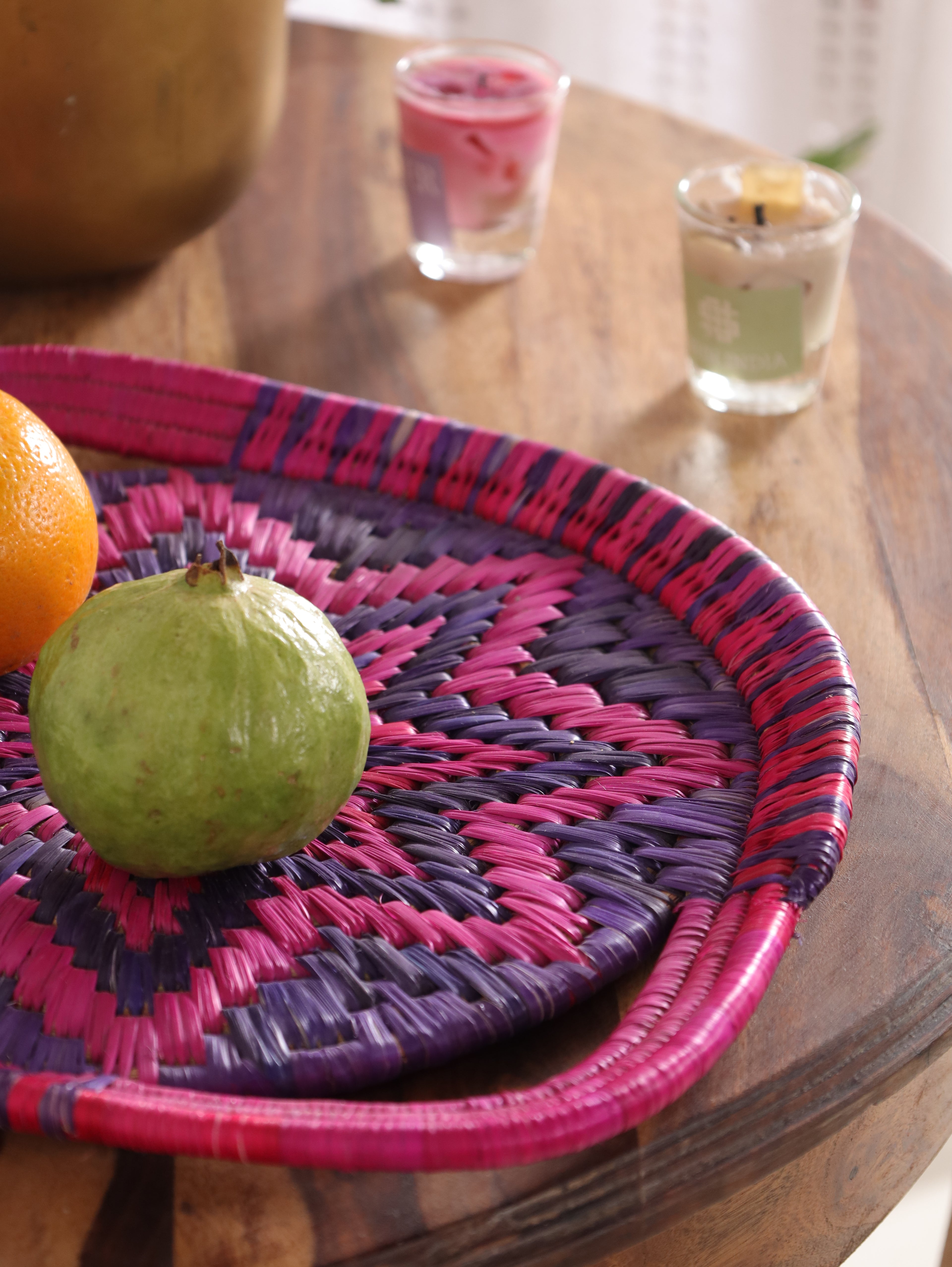 Purple Starburst Moonj Grass Basket Tray