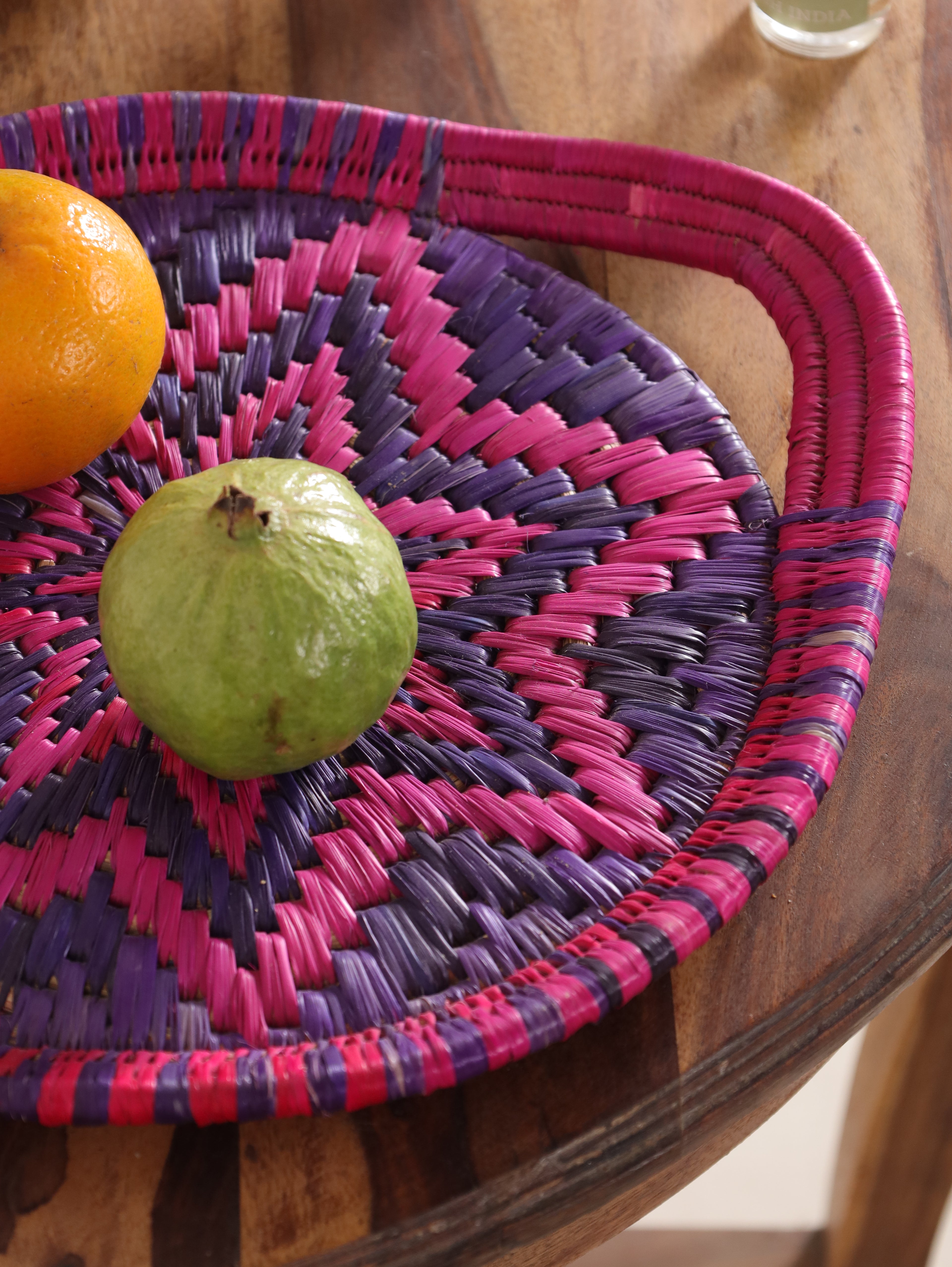 Purple Starburst Moonj Grass Basket Tray