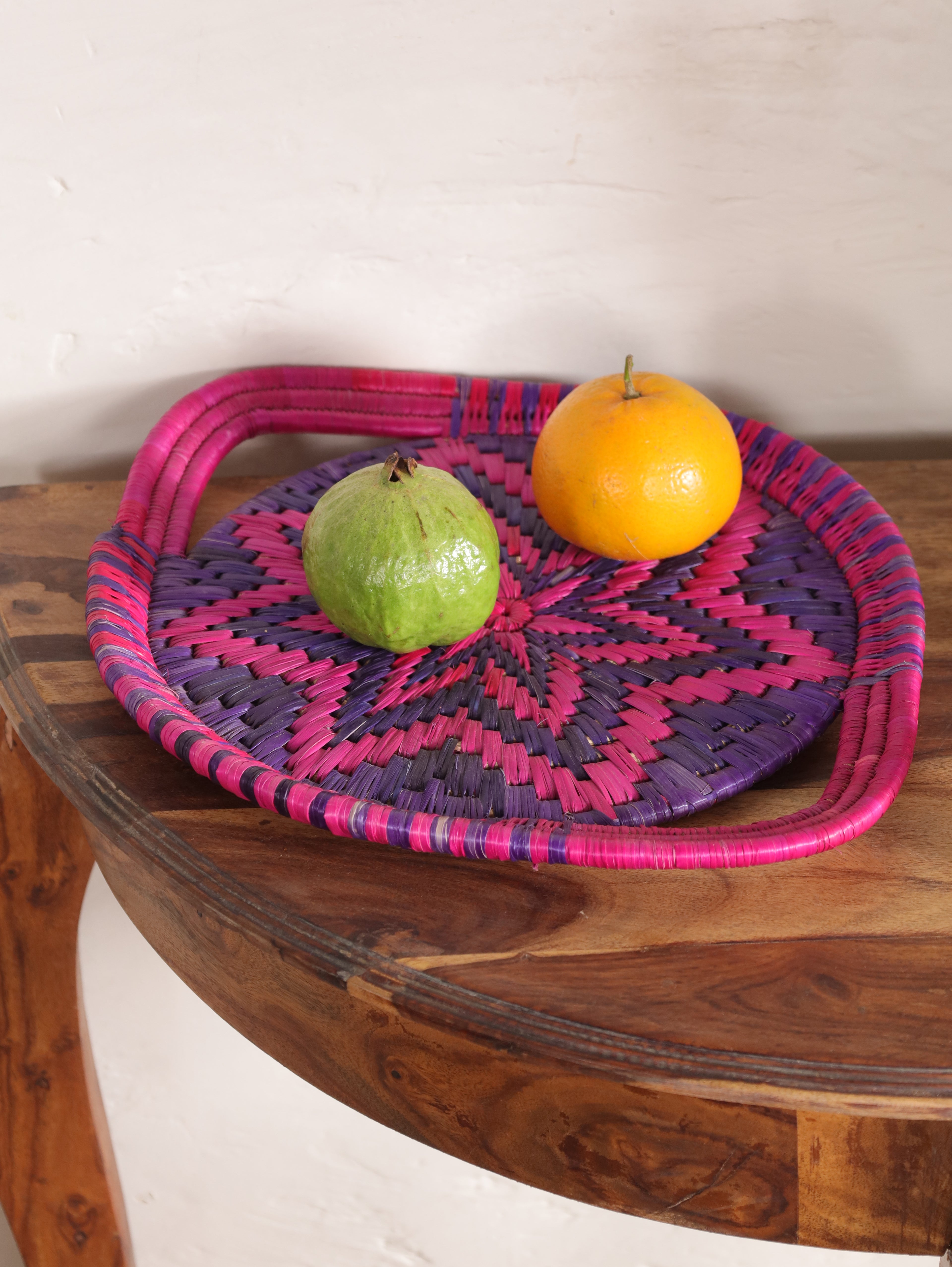 Purple Starburst Moonj Grass Basket Tray