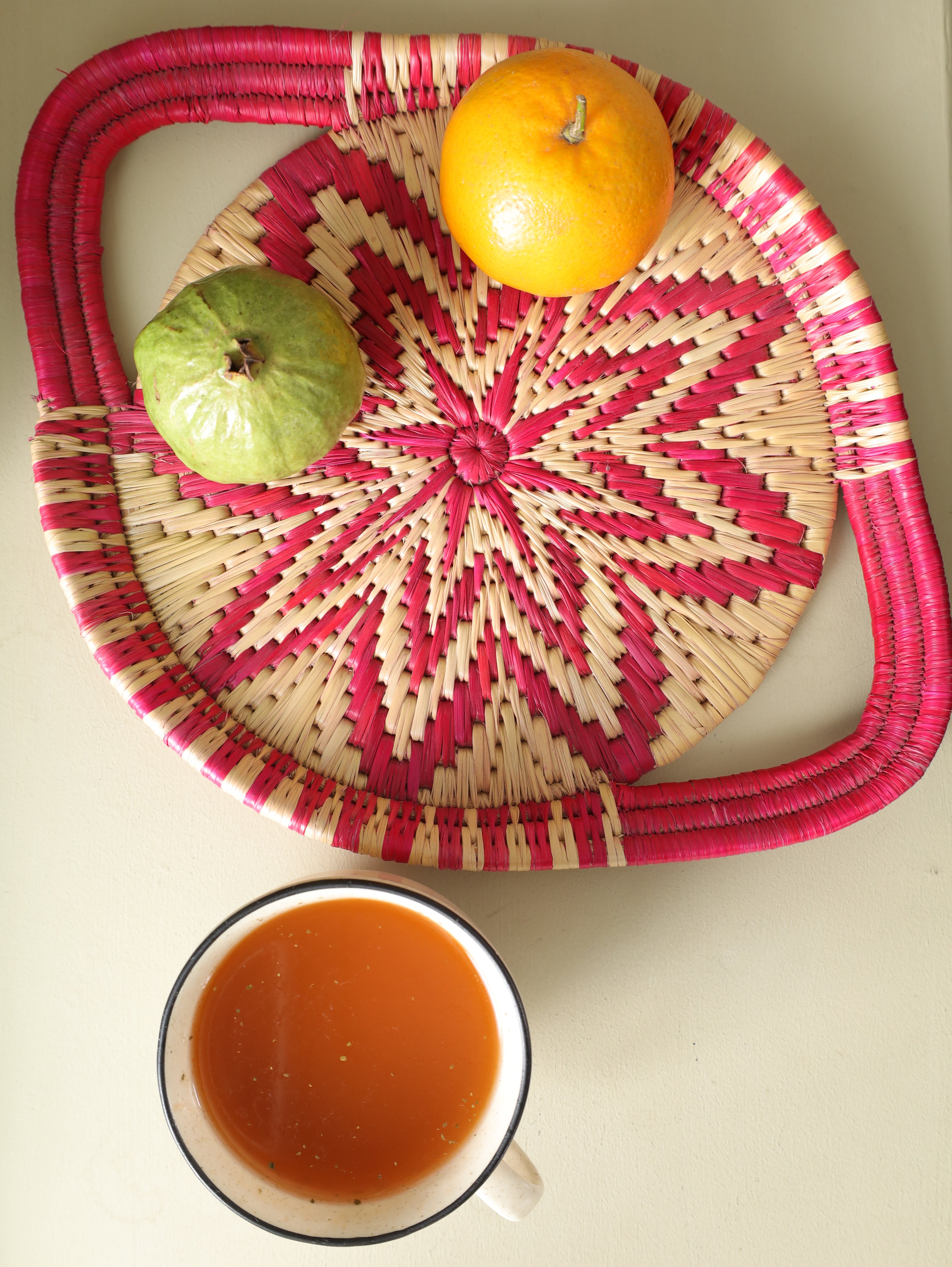 Pink Starburst Moonj Grass Basket Tray