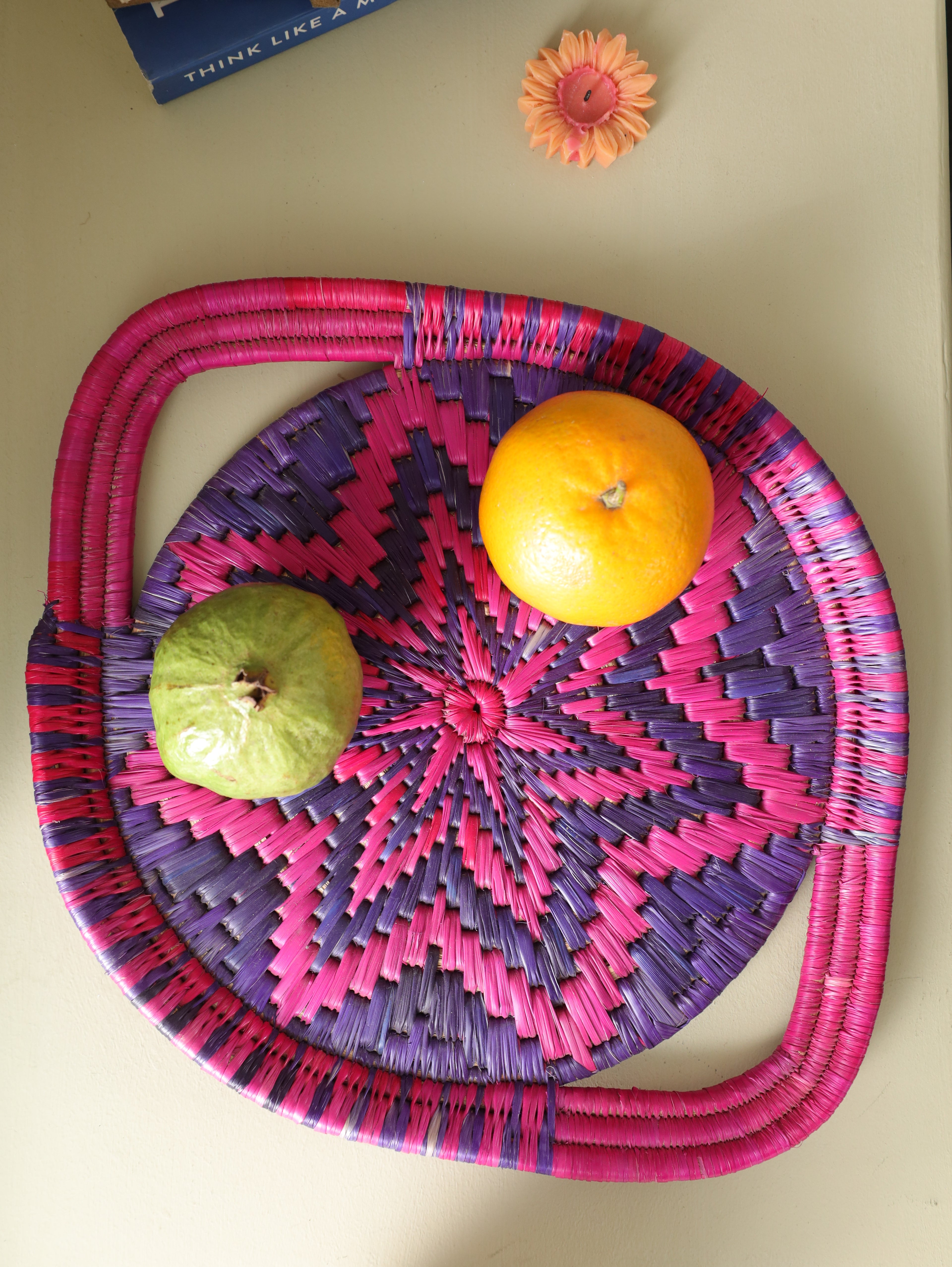 Purple Starburst Moonj Grass Basket Tray