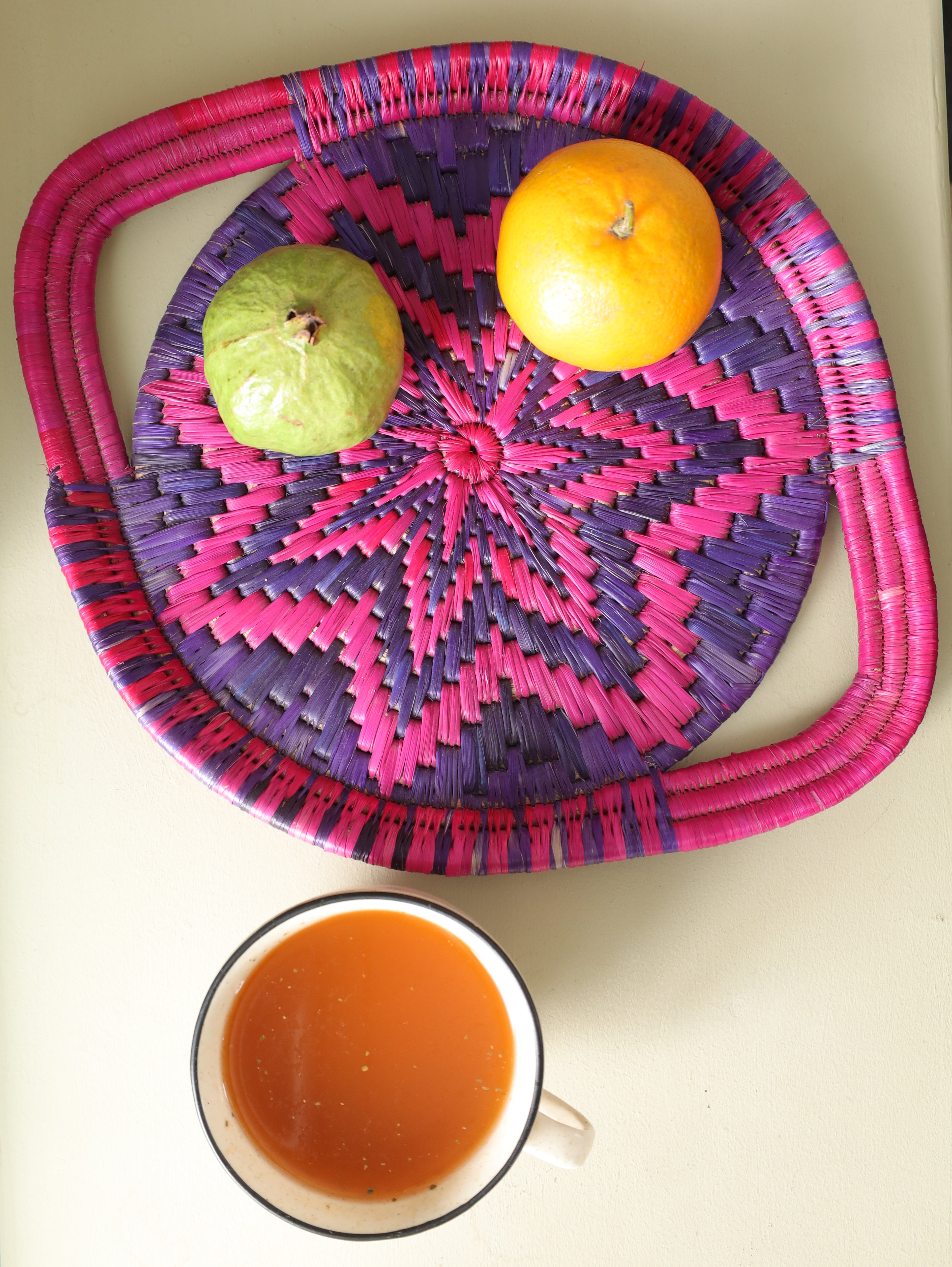 Purple Starburst Moonj Grass Basket Tray