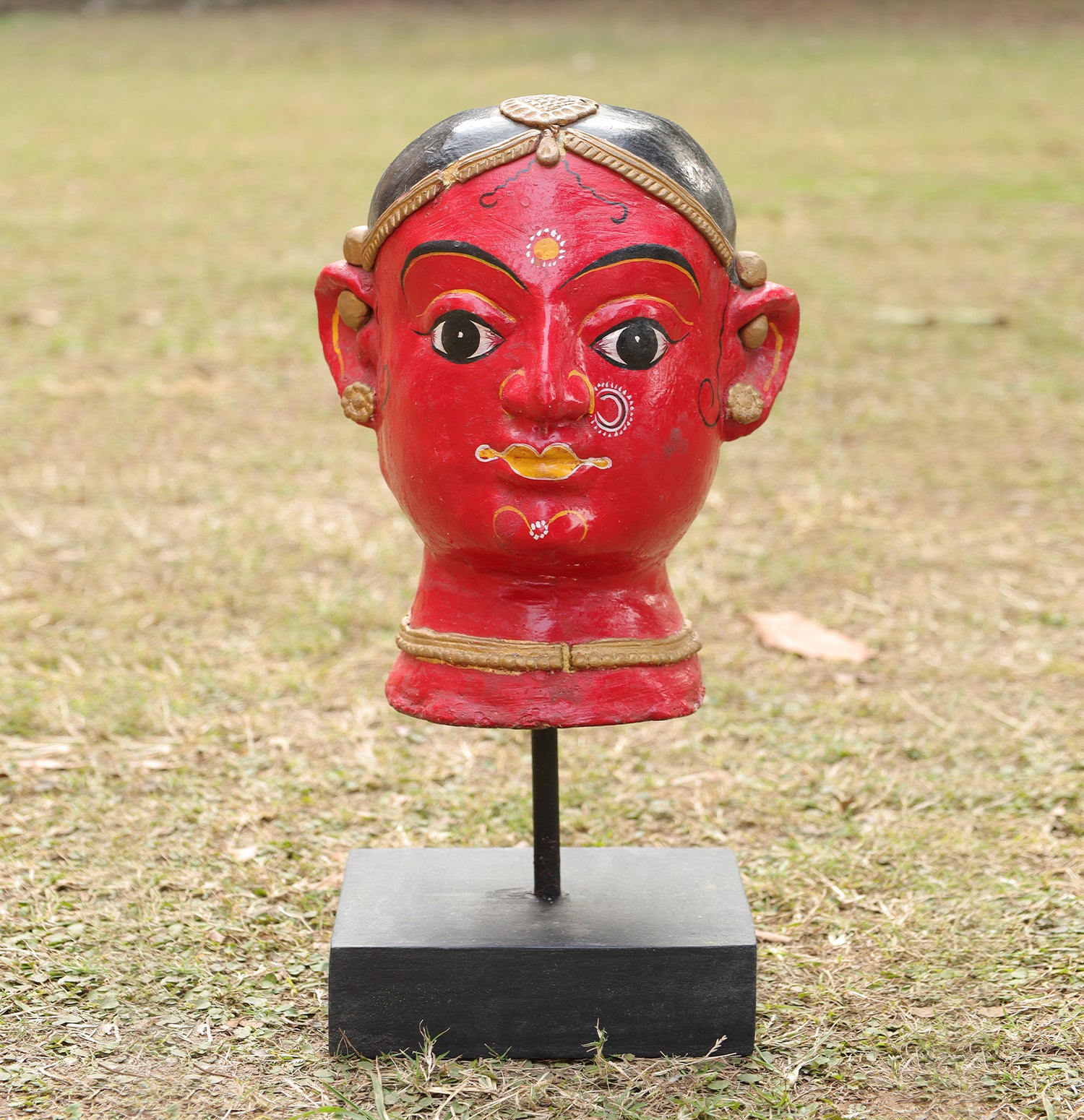 Mystic Wooden Face Busts - Set of 2 with Base Stand
