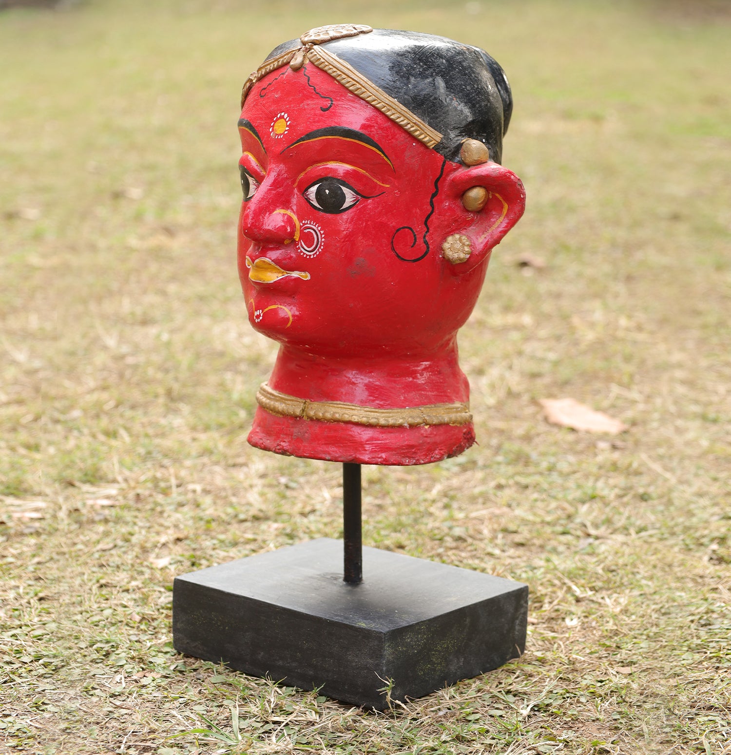 Mystic Wooden Face Busts - Set of 2 with Base Stand