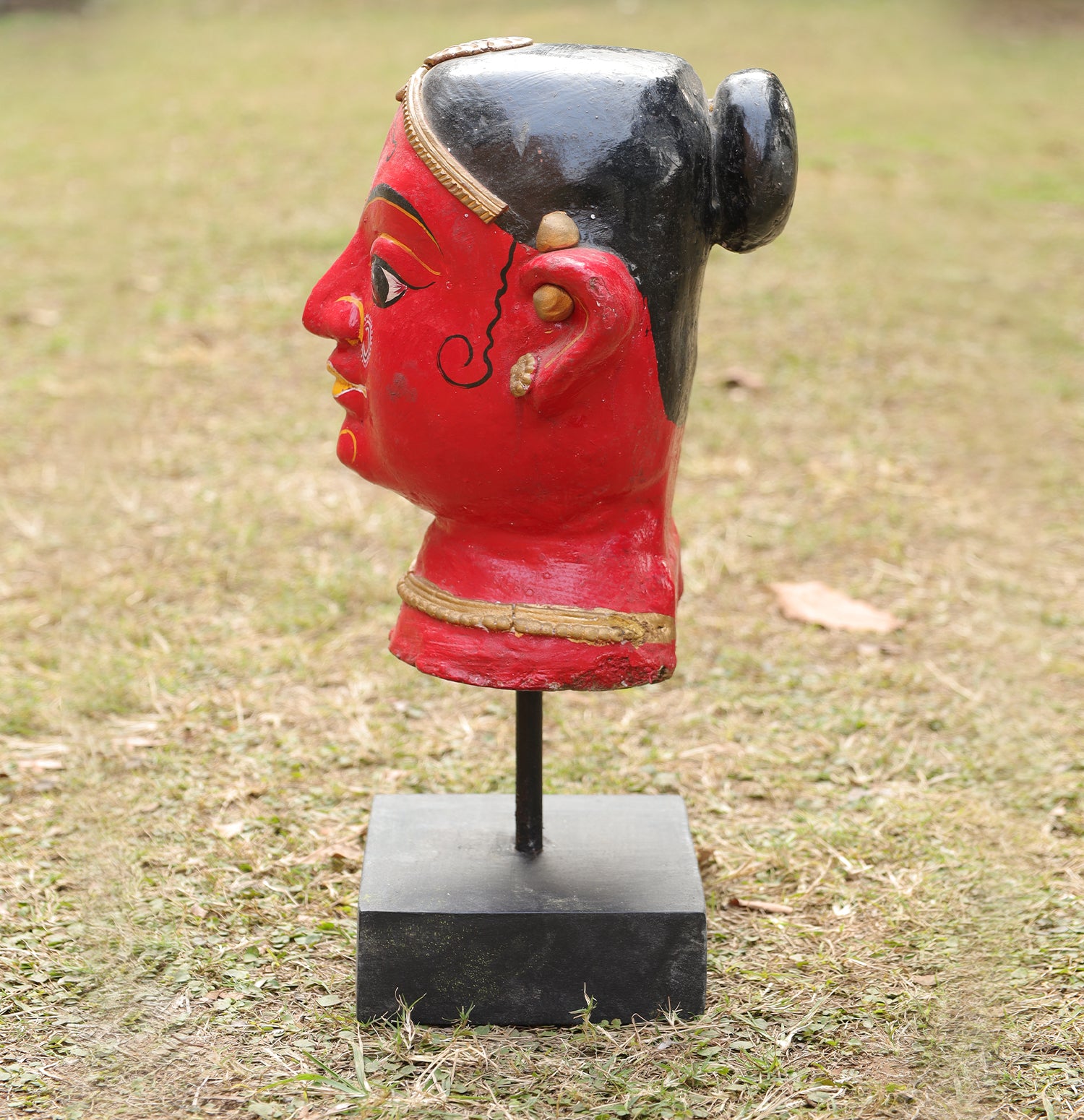 Mystic Wooden Face Busts - Set of 2 with Base Stand