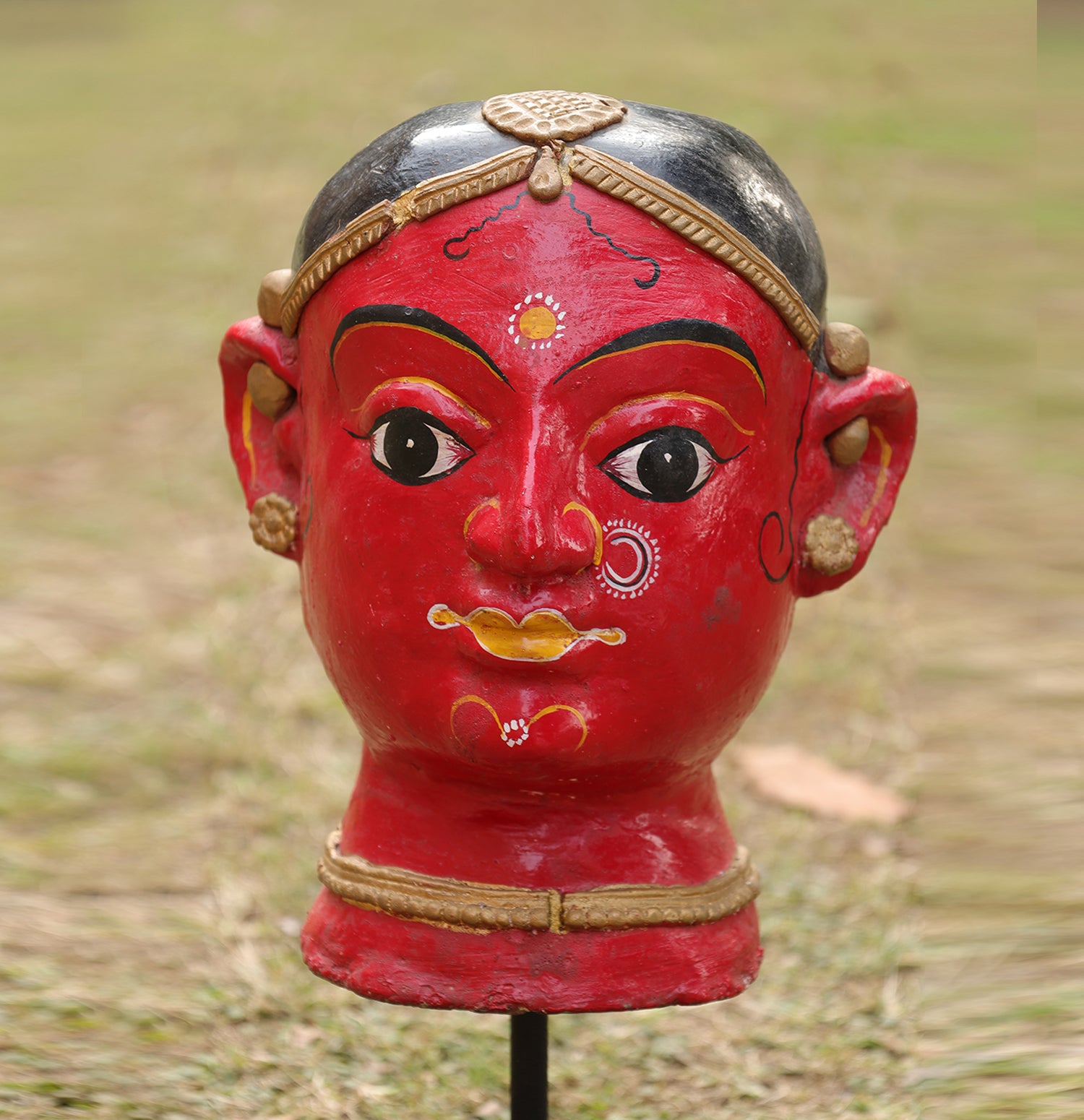 Mystic Wooden Face Busts - Set of 2 with Base Stand