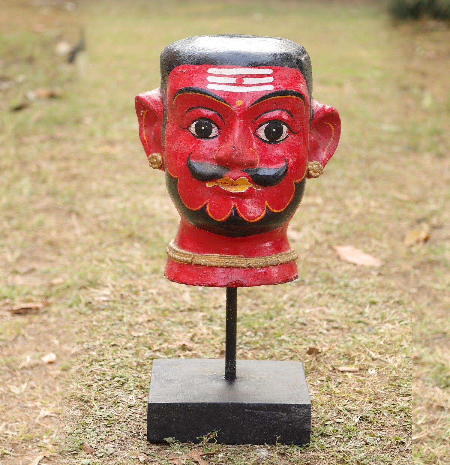 Mystic Wooden Face Busts - Set of 2 with Base Stand