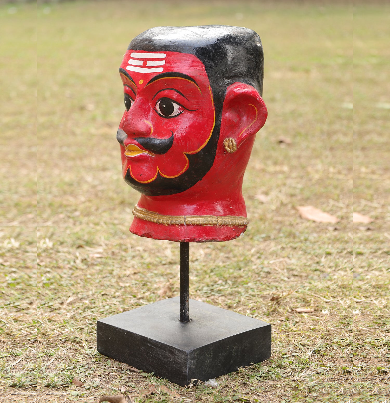 Mystic Wooden Face Busts - Set of 2 with Base Stand