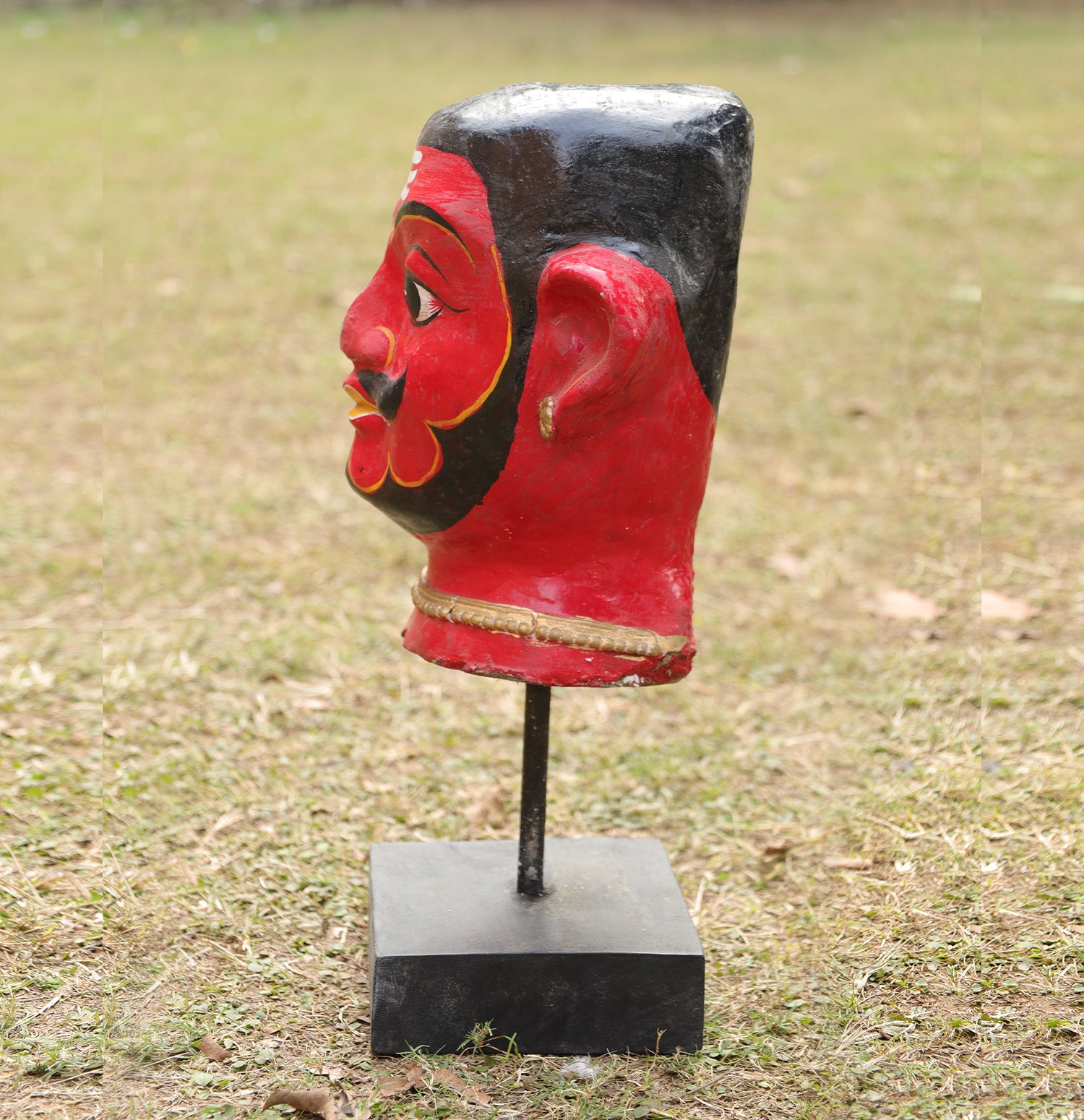 Mystic Wooden Face Busts - Set of 2 with Base Stand