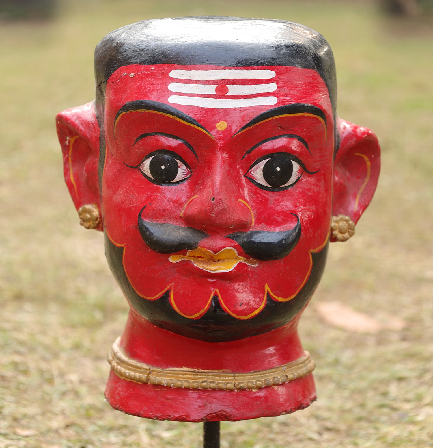 Mystic Wooden Face Busts - Set of 2 with Base Stand