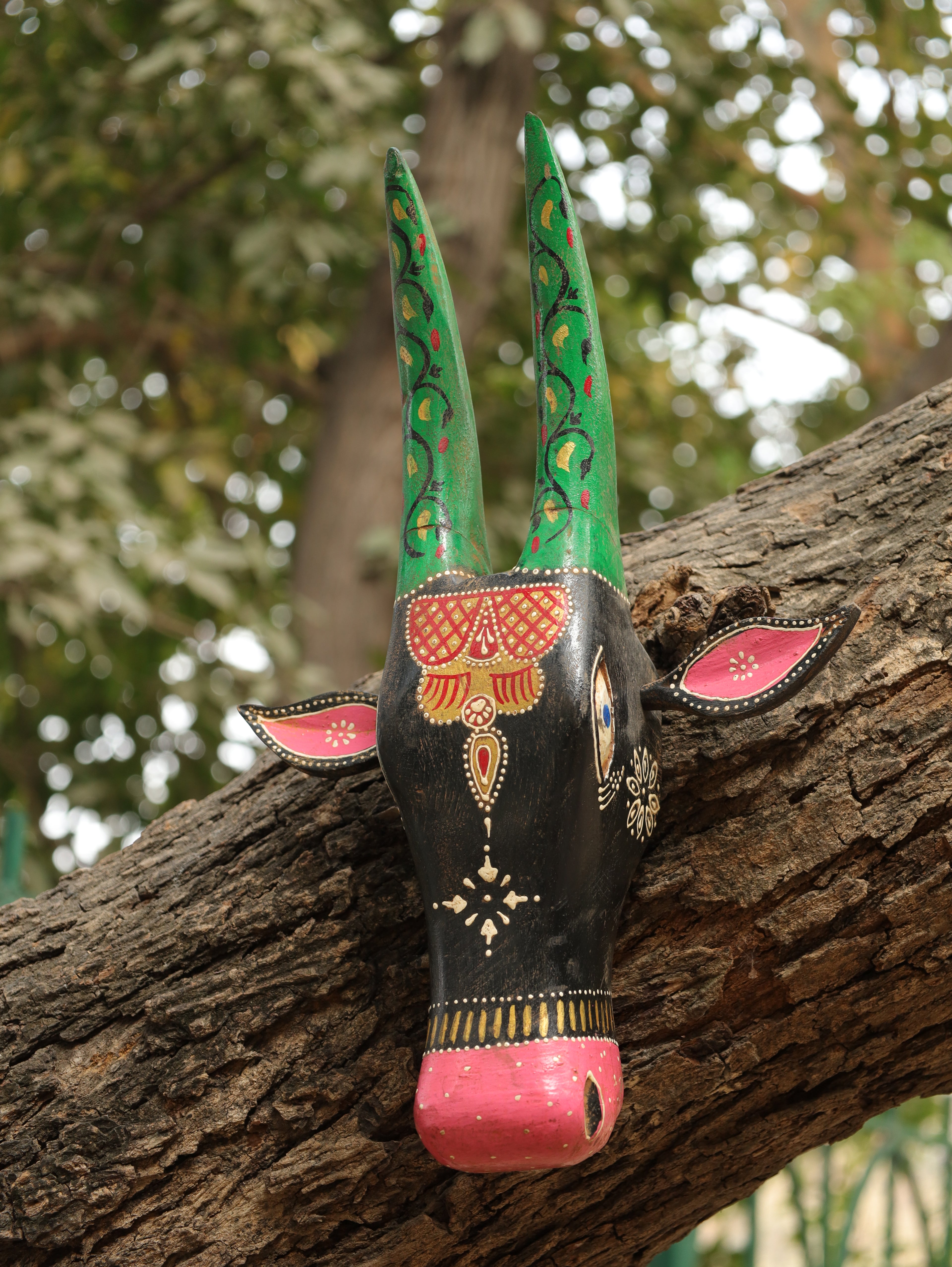 Mystic Cow Wooden Wall Mask