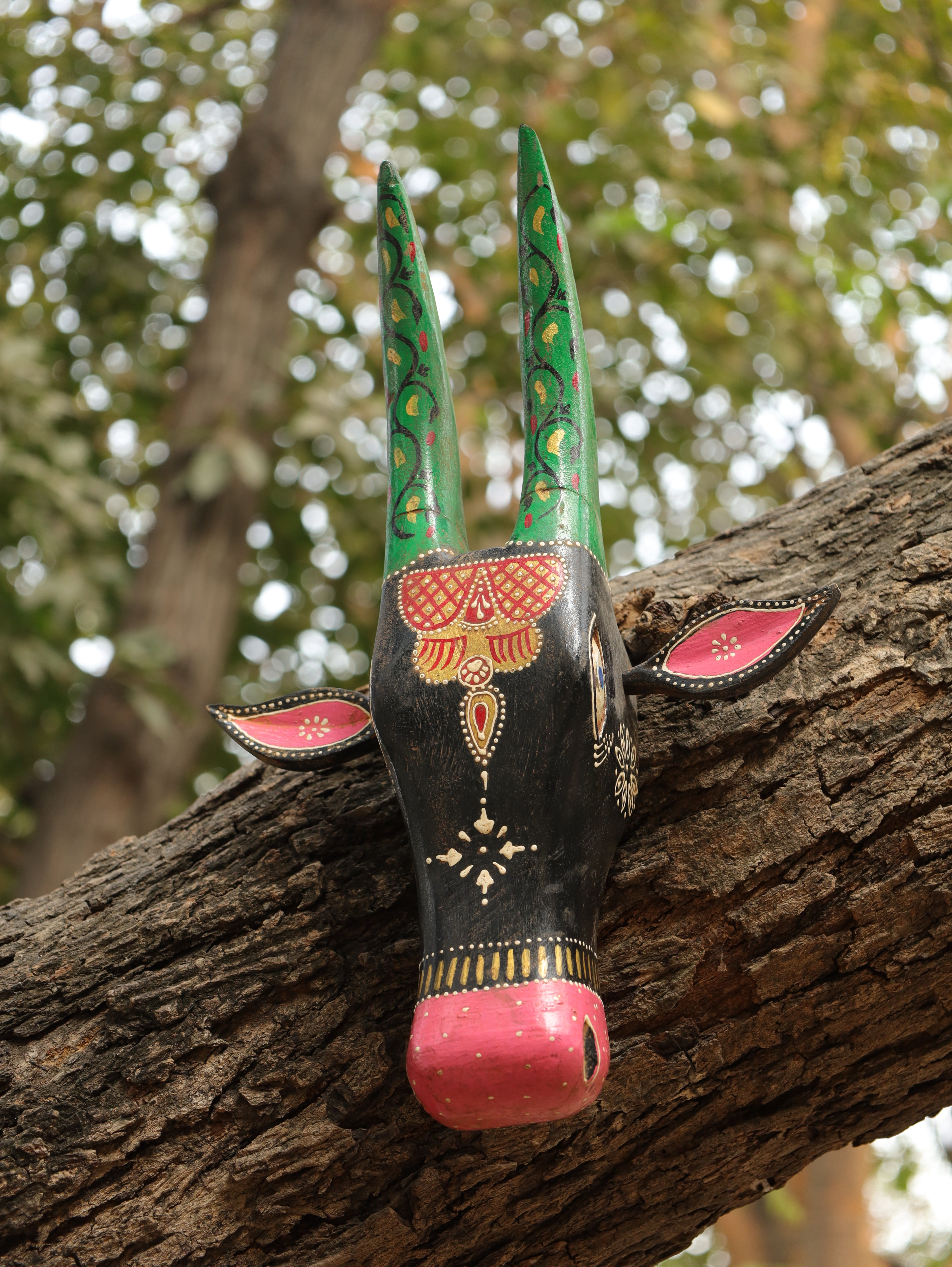 Mystic Cow Wooden Wall Mask