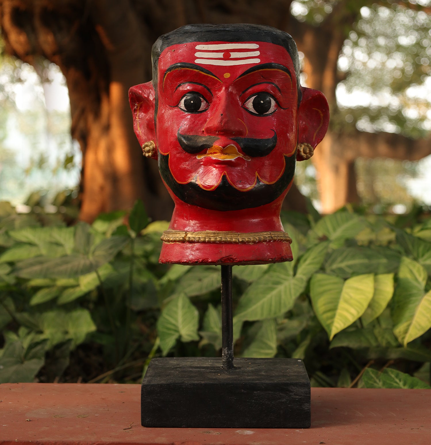 Mystic Wooden Face Busts - Set of 2 with Base Stand