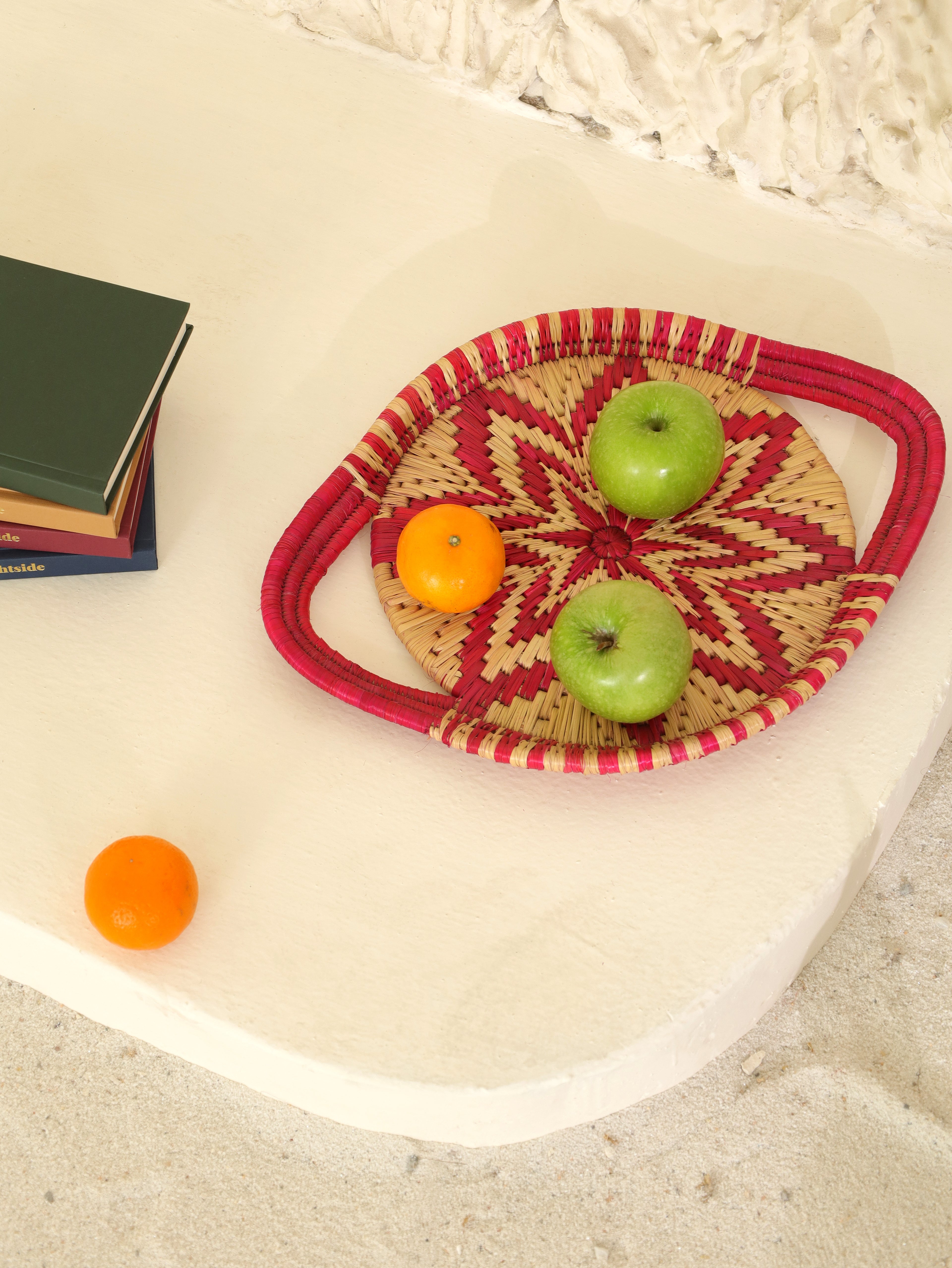 Pink Starburst Moonj Grass Basket Tray