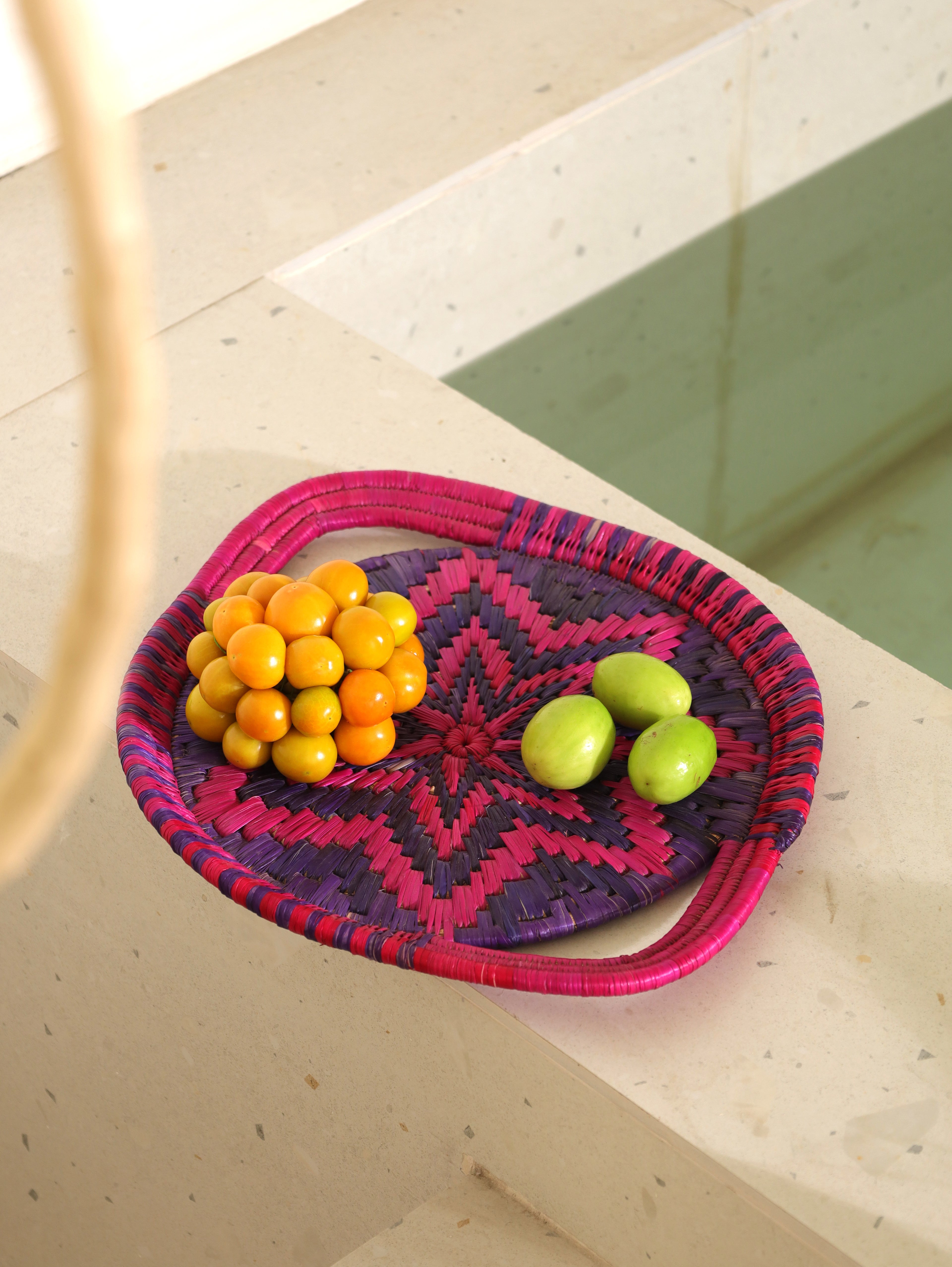 Purple Starburst Moonj Grass Basket Tray