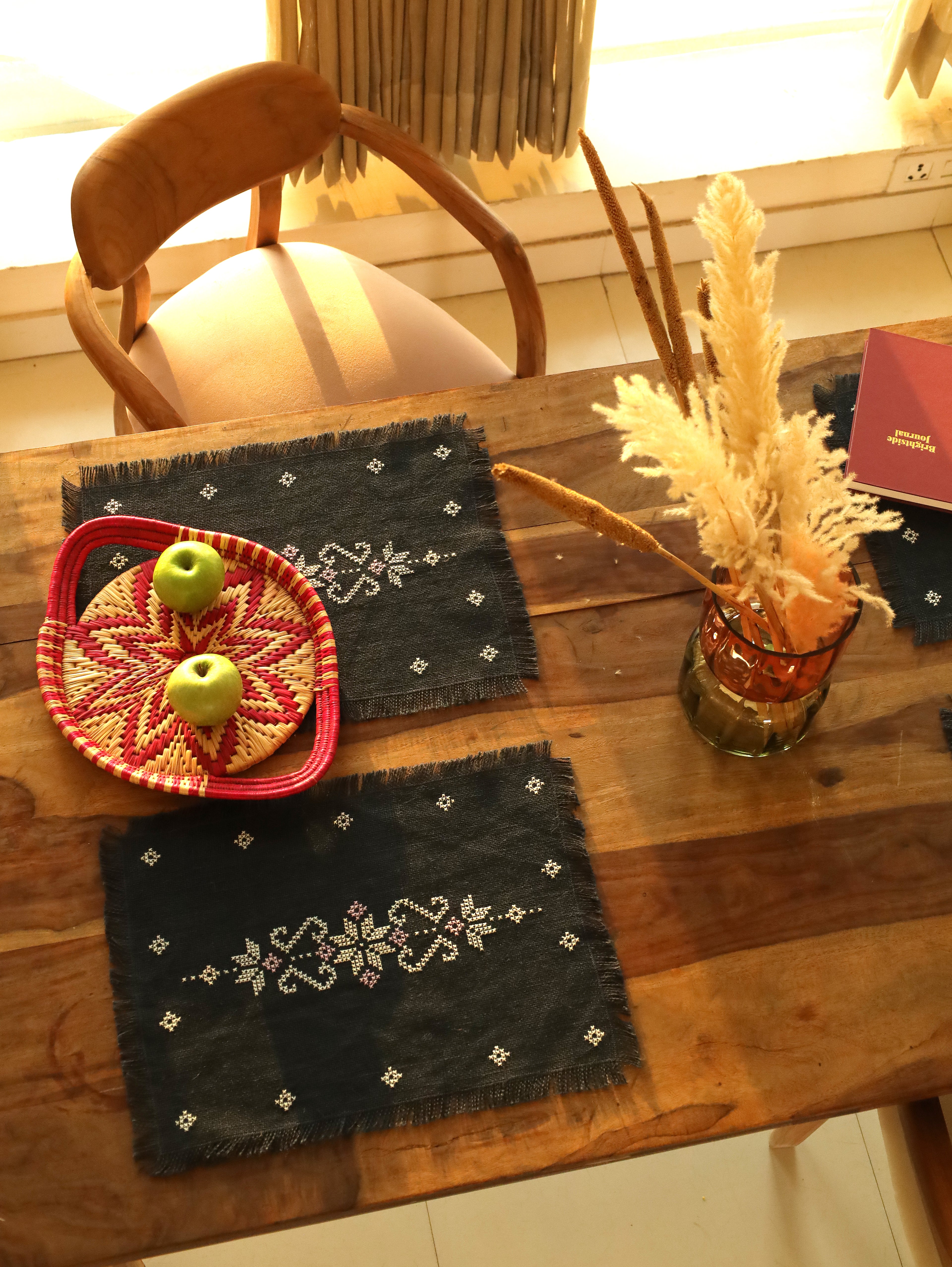 Midnight Bloom Handwoven Table Mat