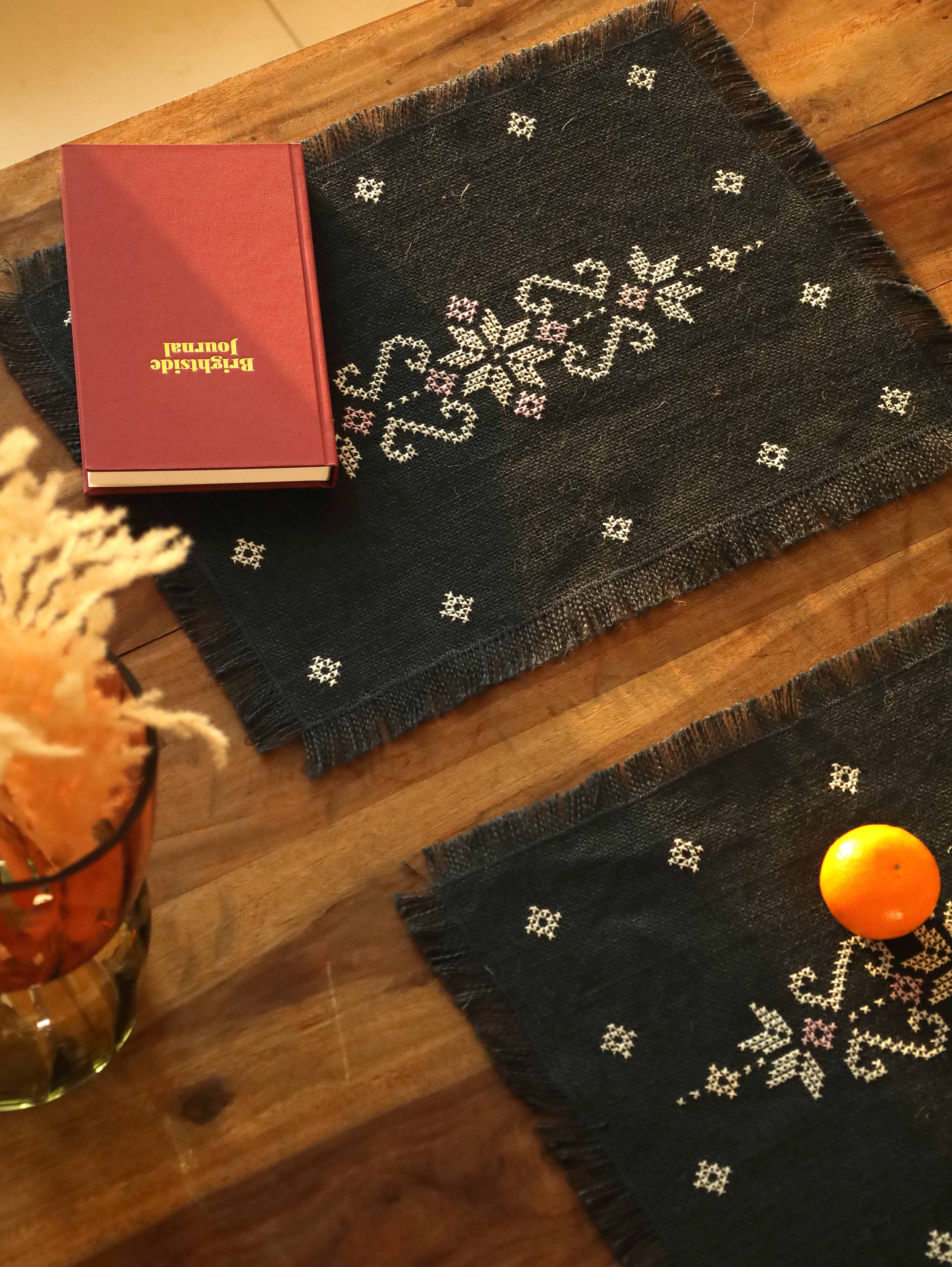 Midnight Bloom Handwoven Table Mat