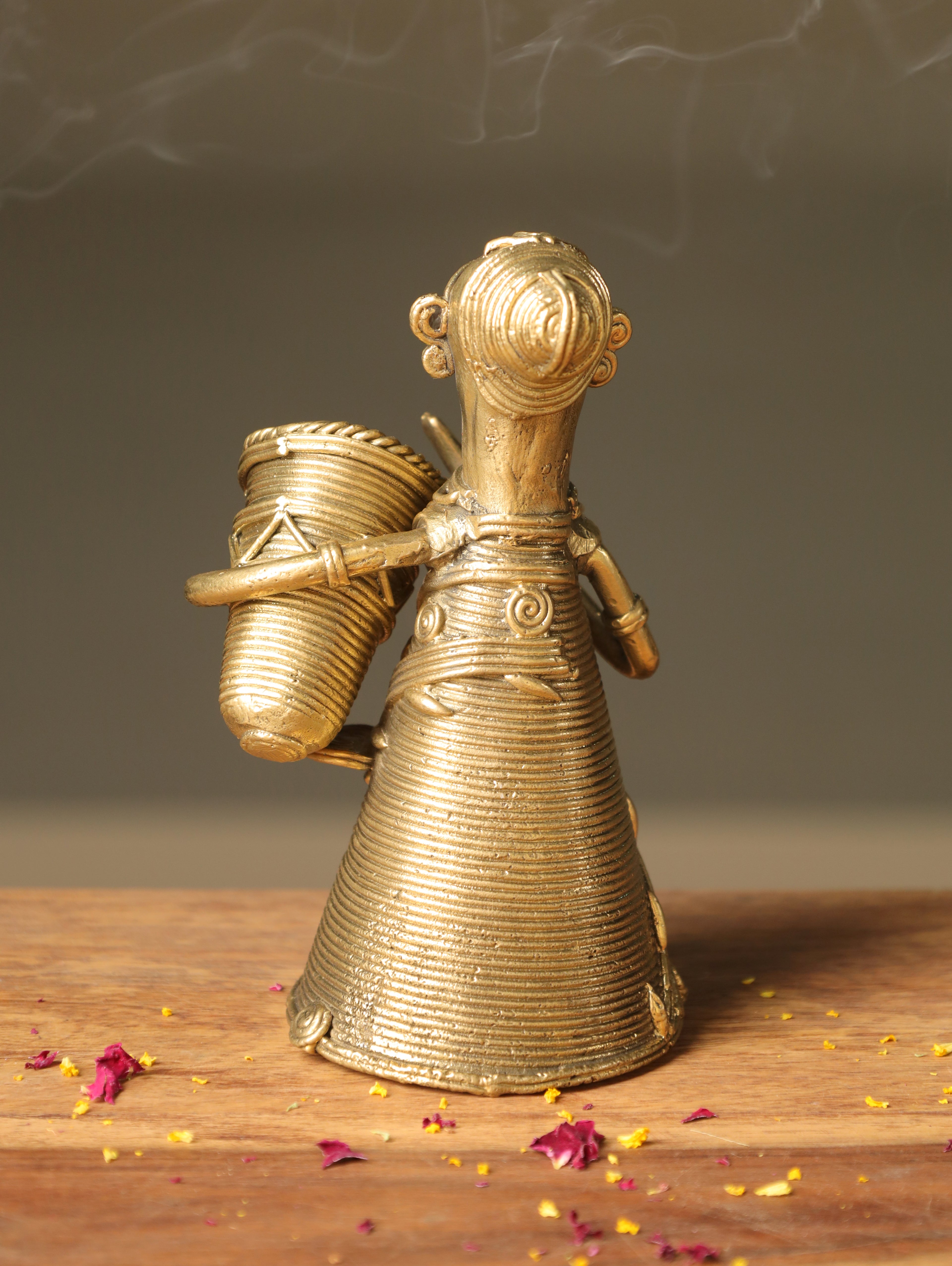 Tribal Lady Dhokra Pen Stand