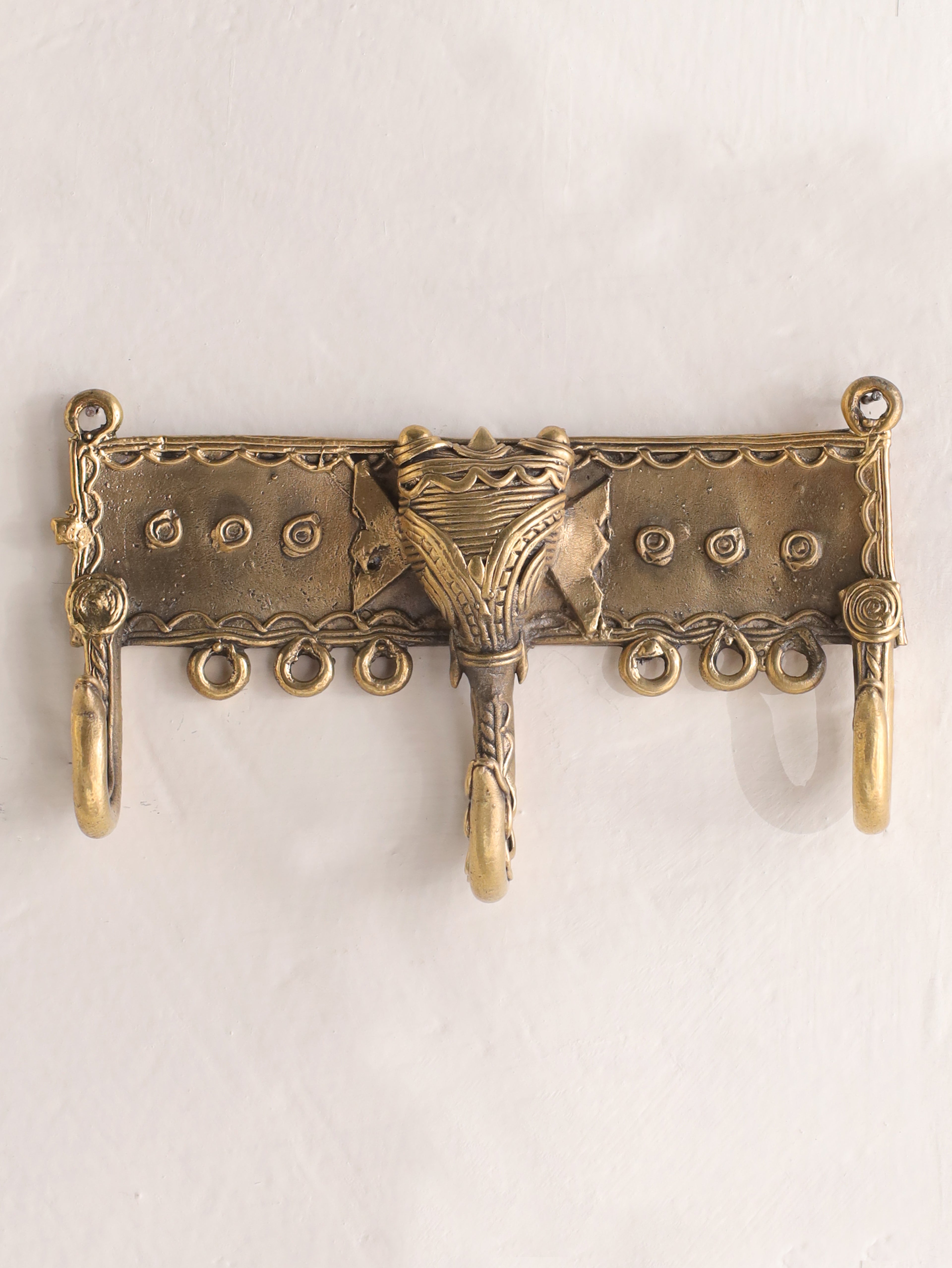 Dhokra Craft Elephant Head Key Holder