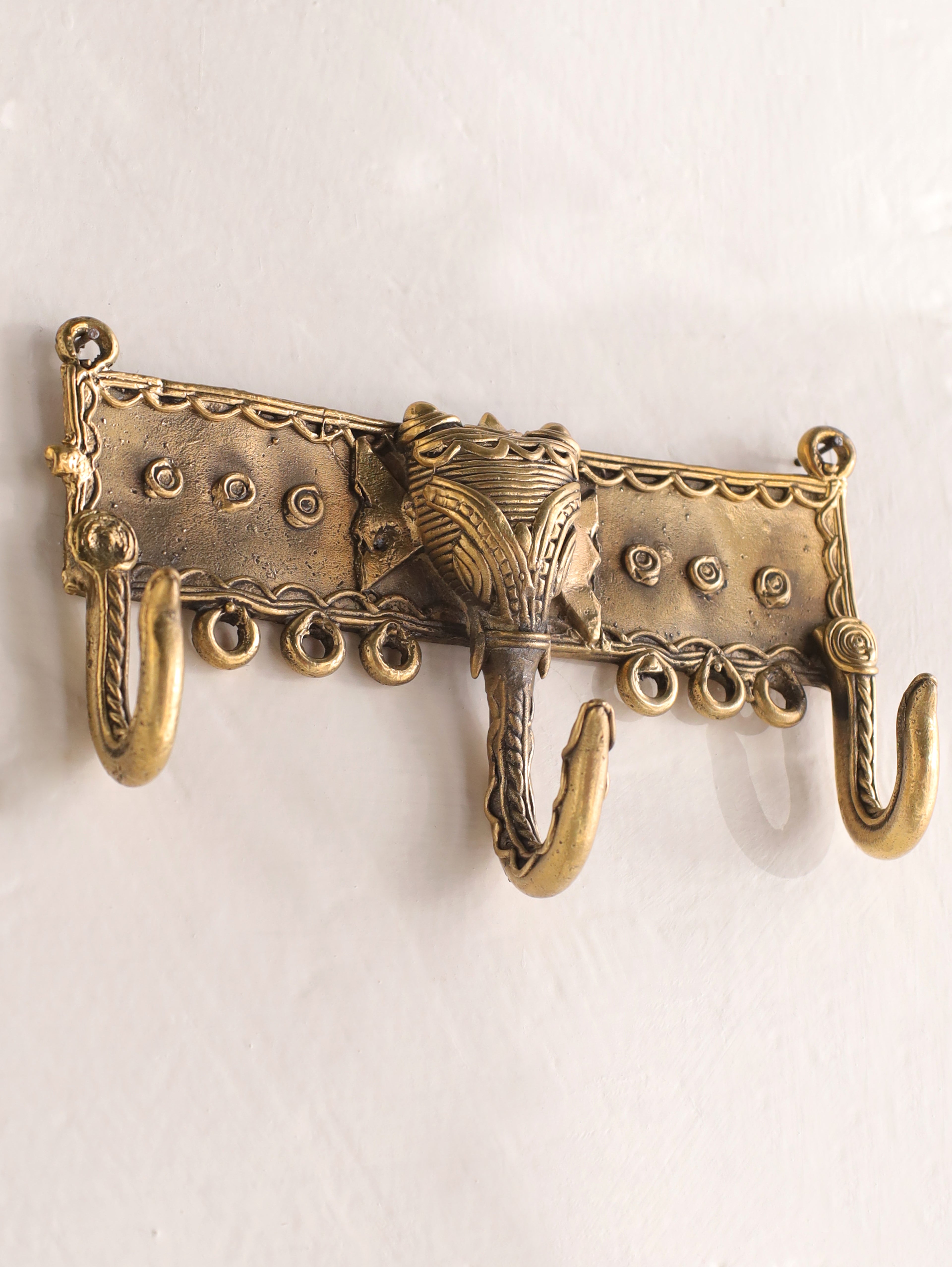 Dhokra Craft Elephant Head Key Holder