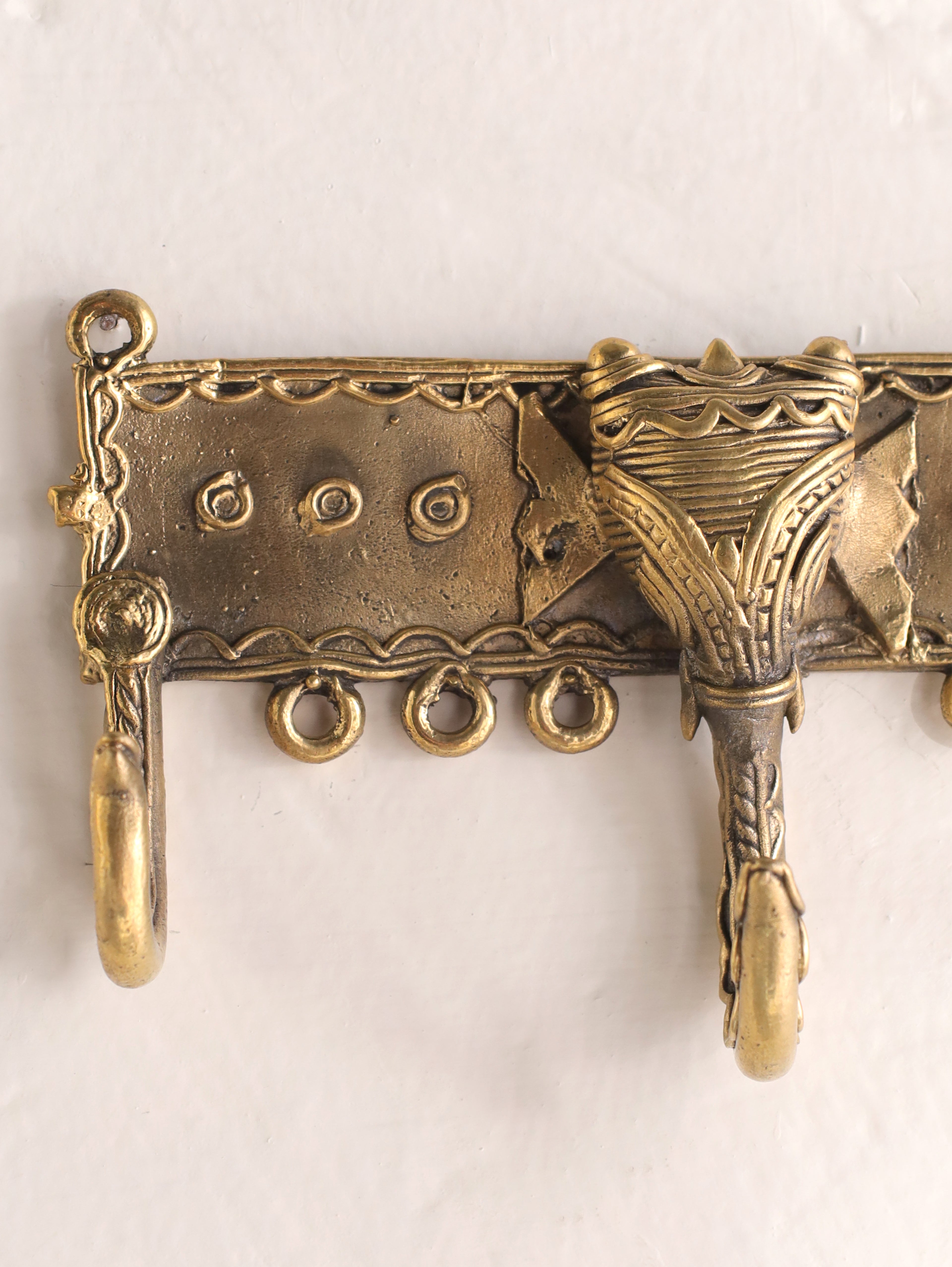 Dhokra Craft Elephant Head Key Holder