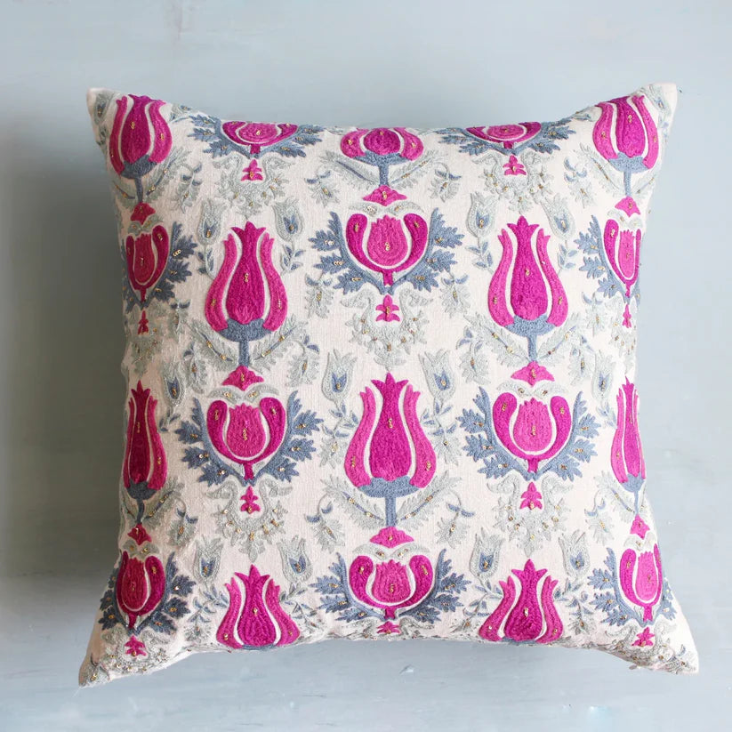 Tulips Suzani Cushion Cover