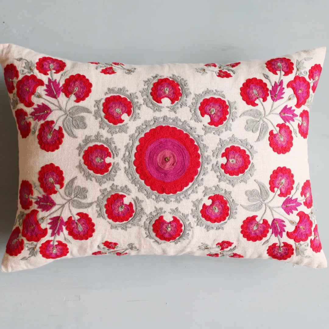 Ruby Suzani Cushion Cover