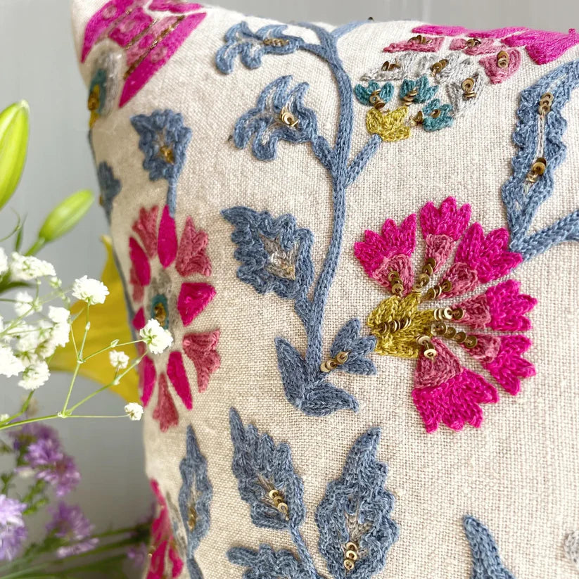 Bluebell Suzani Cushion Cover