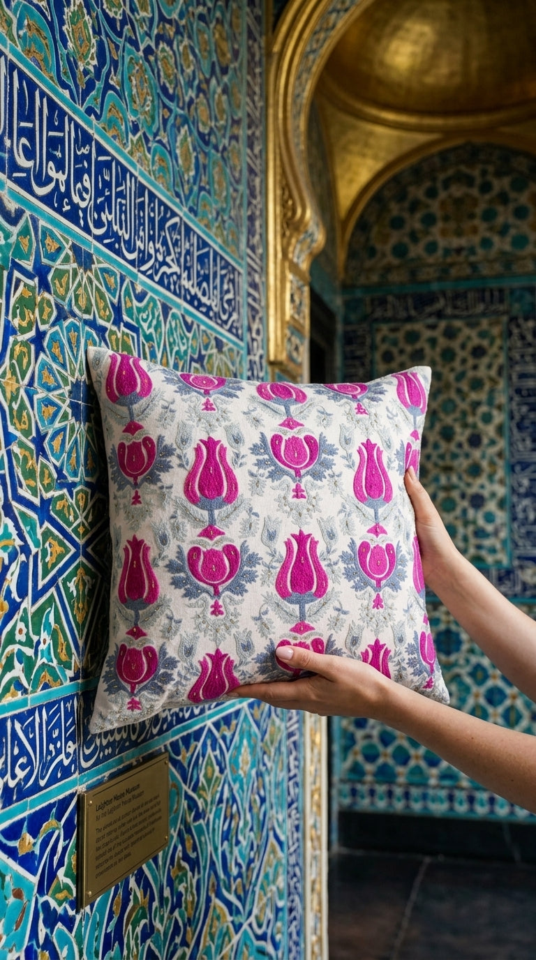 Tulips Suzani Cushion Cover