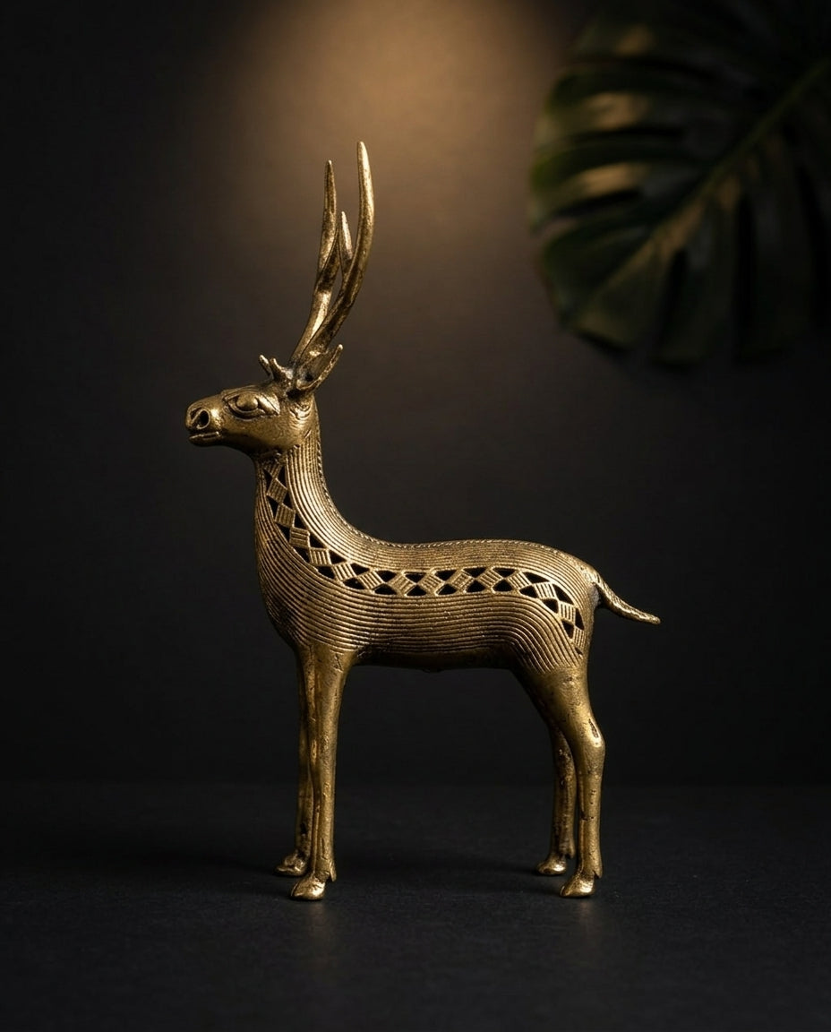 Dhokra Standing Deer Pair