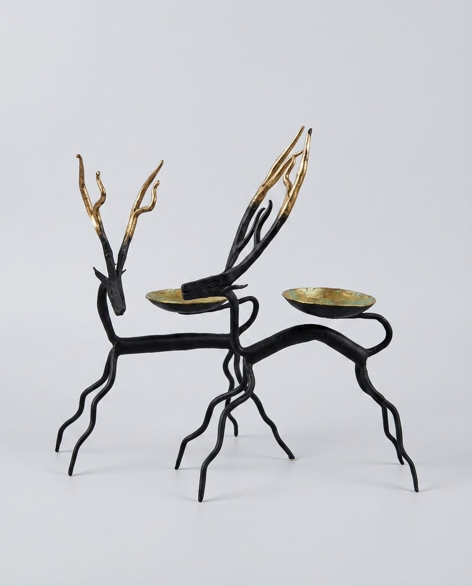 Wrought Iron Deer Candle Holders (Set of 2)