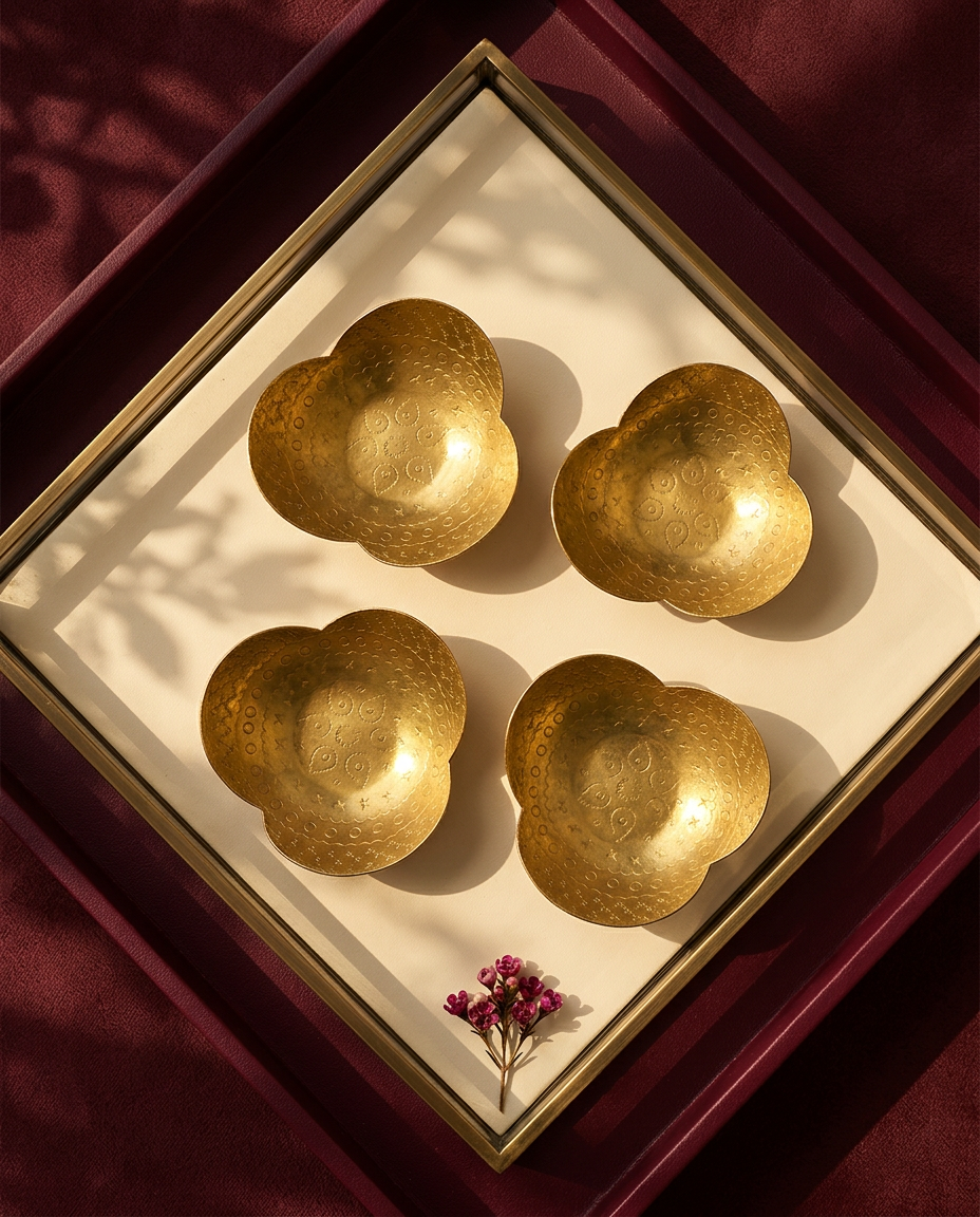 Brass Bloom Trinket Dish & Tealight Holder (Set of 2)