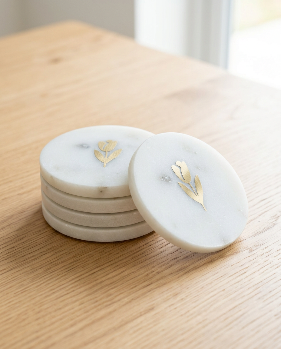 Tulip Marble Coasters, Set of 4