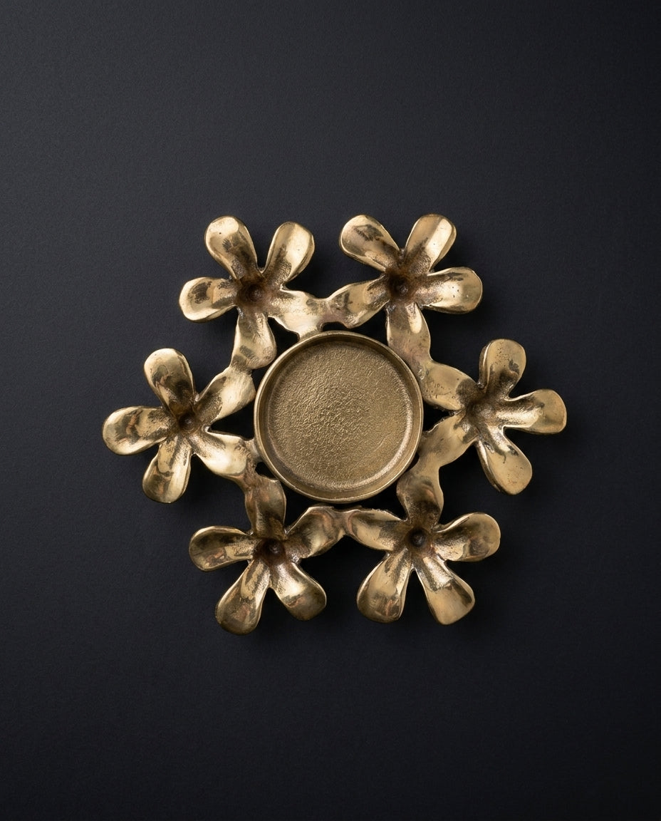 Champa Bloom Brass Tealight Holders